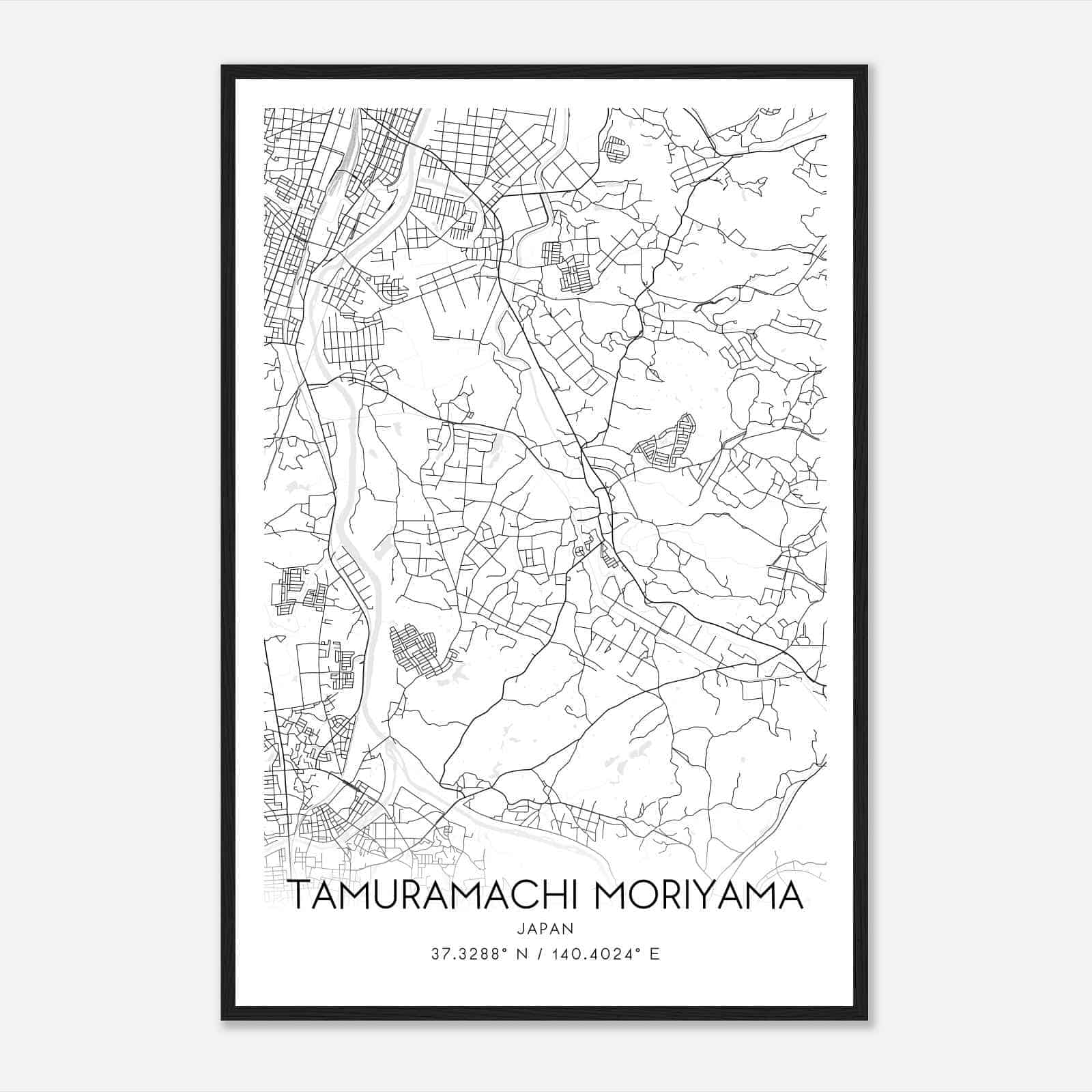 Tamuramachi Moriyama Japan Map Poster, Tamuramachi Moriyama City Road Wall Art Print
