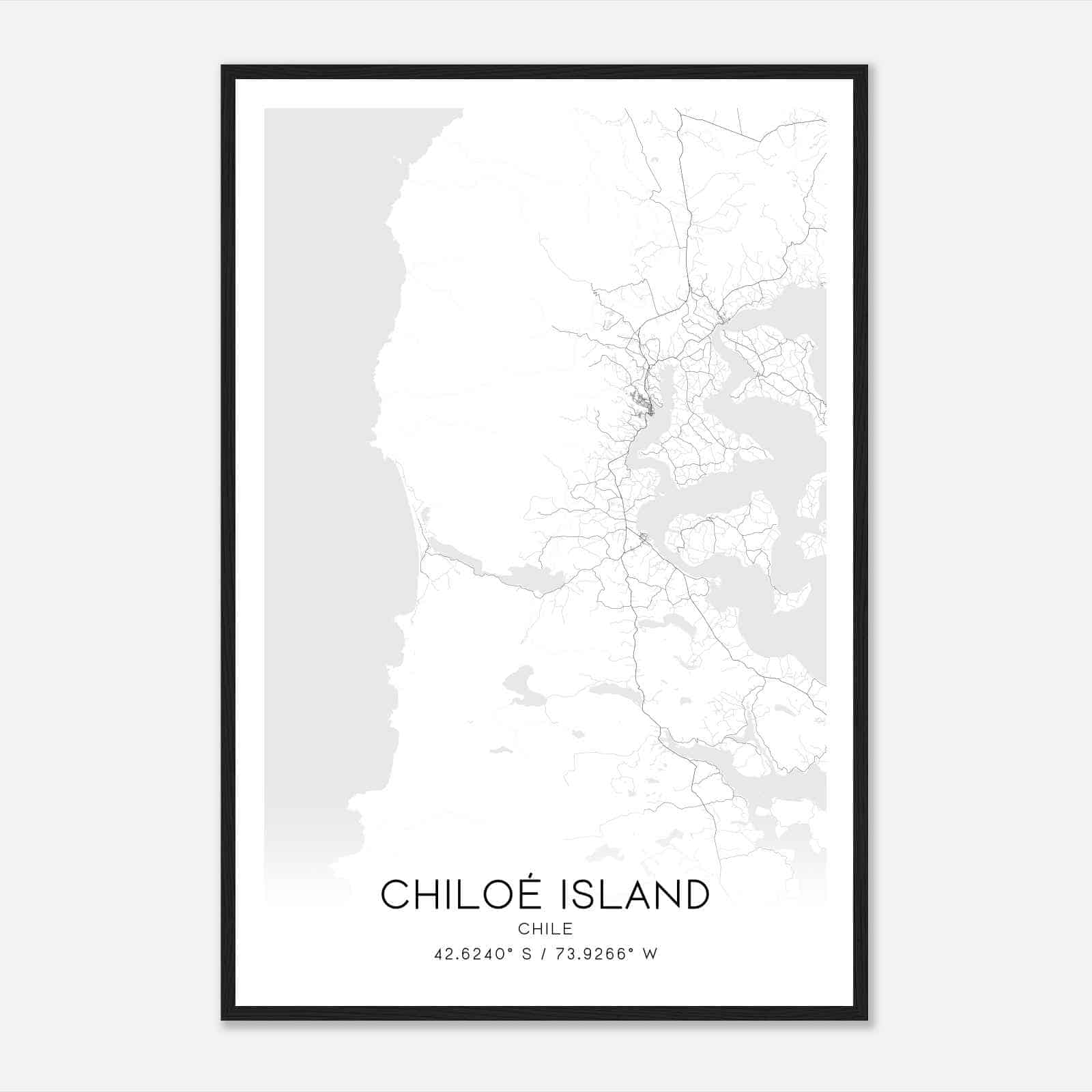 Chiloe Island Chile Map Poster, Chiloe Island City Road Wall Art Print