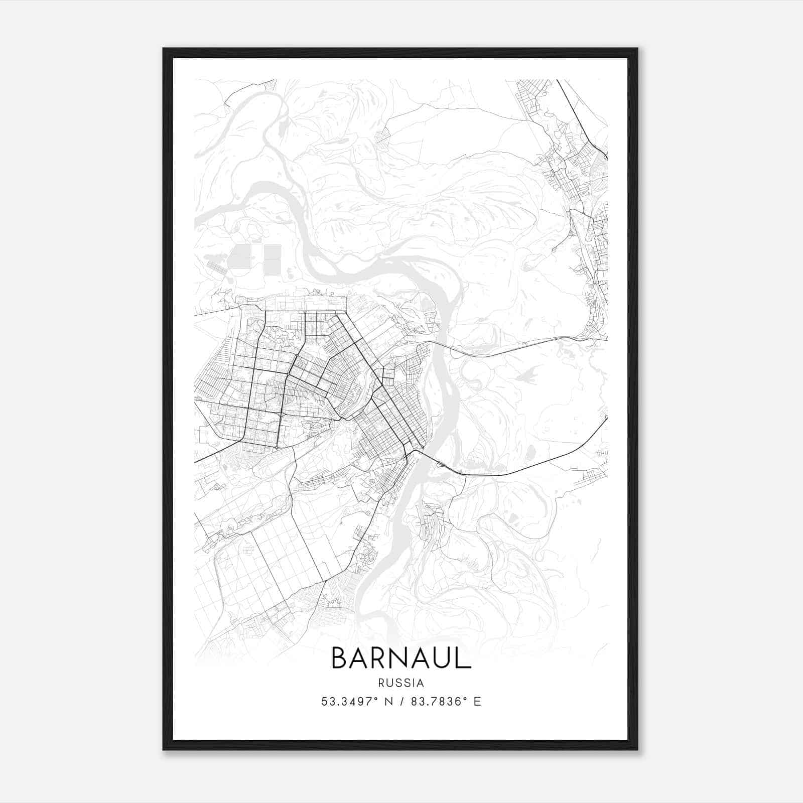 Barnaul Russia Map Poster, Barnaul City Road Wall Art Print