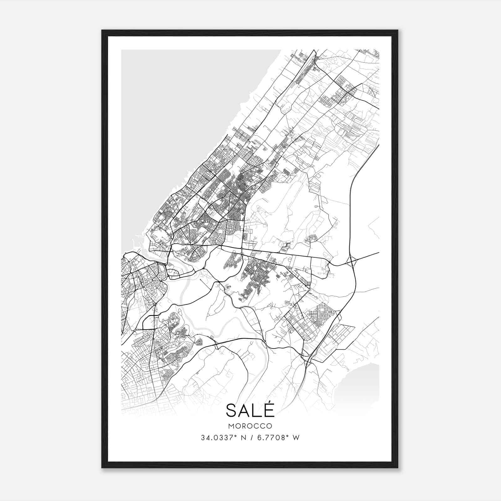 Sale Morocco Map Poster, Sale City Road Wall Art Print
