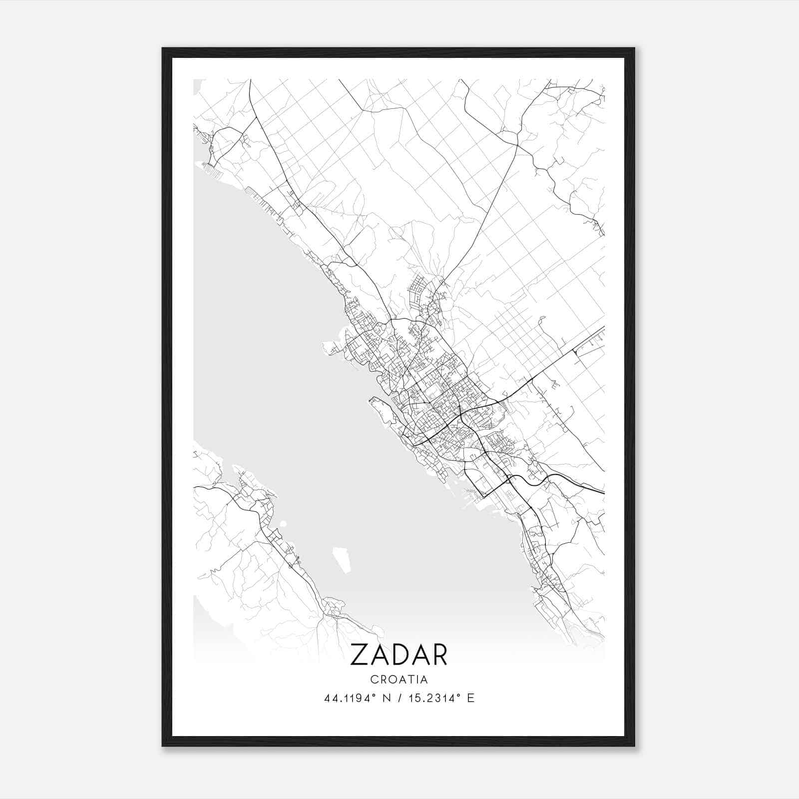 Zadar Croatia Map Poster, Zadar City Road Wall Art Print
