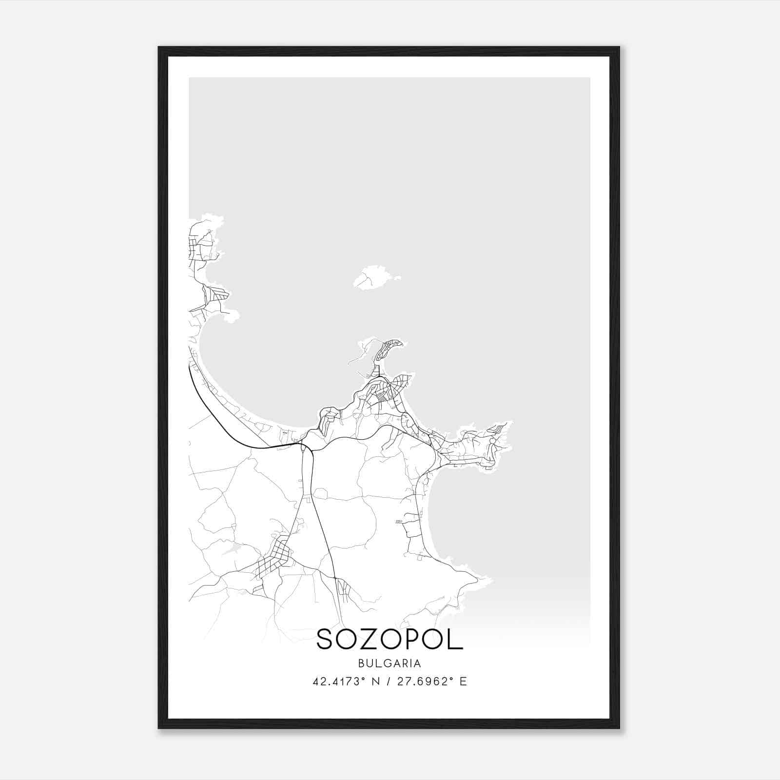 Sozopol Bulgaria Map Poster, Sozopol City Road Wall Art Print