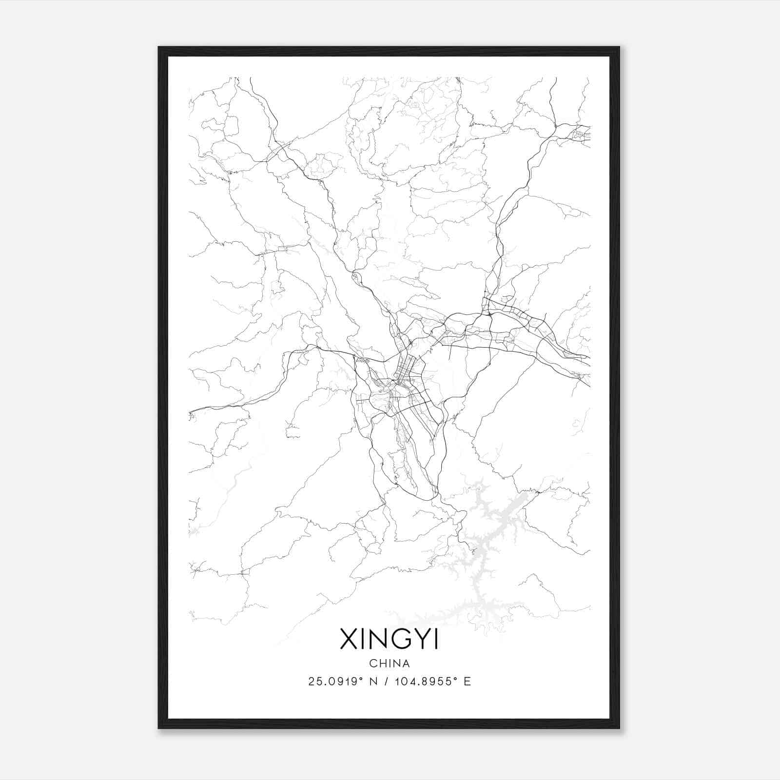 Xingyi China Map Poster, Xingyi City Road Wall Art Print