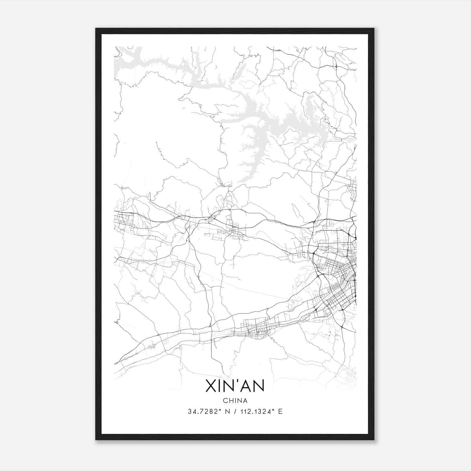 XinAn China Map Poster, XinAn City Road Wall Art Print