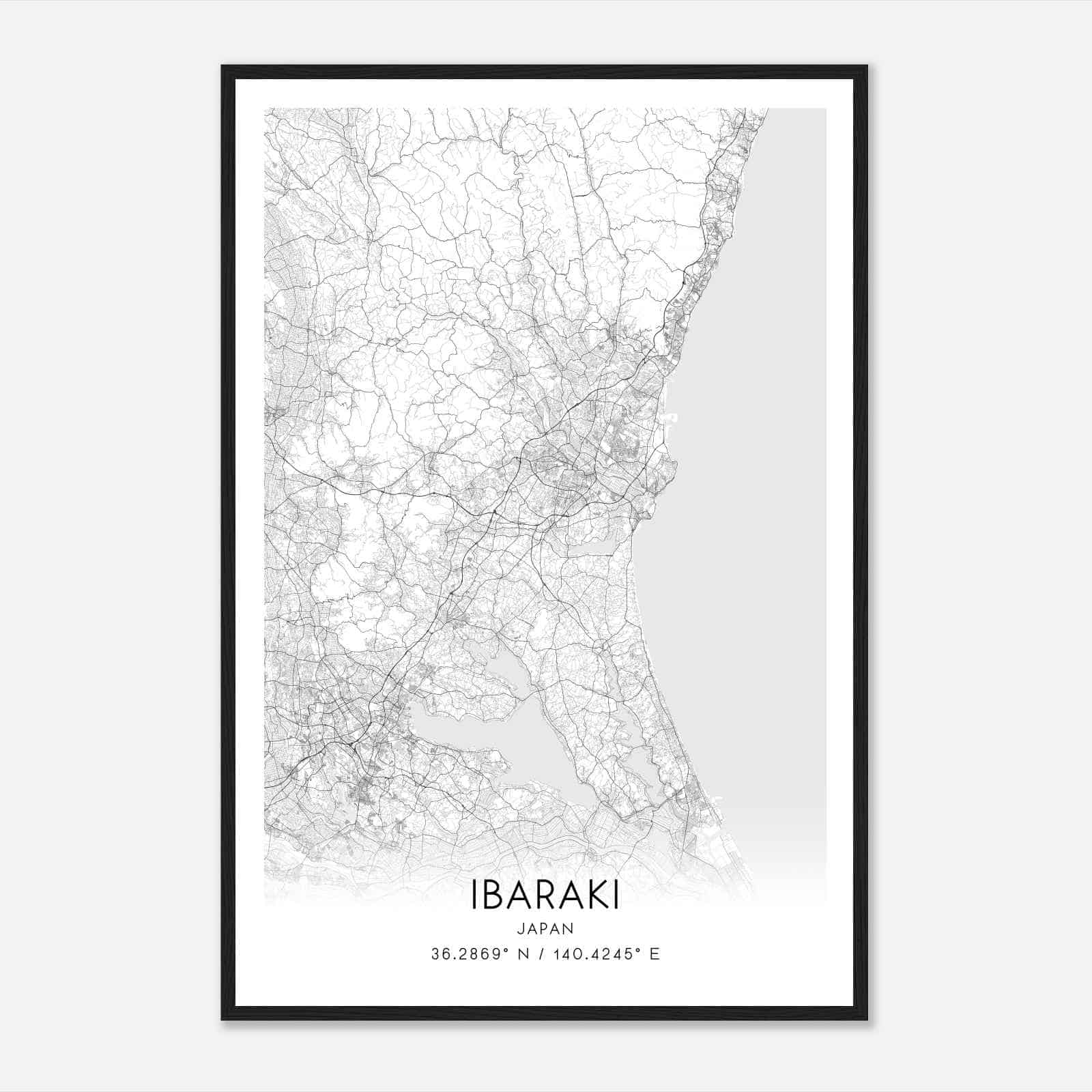 Ibaraki Japan Map Poster, Ibaraki City Road Wall Art Print