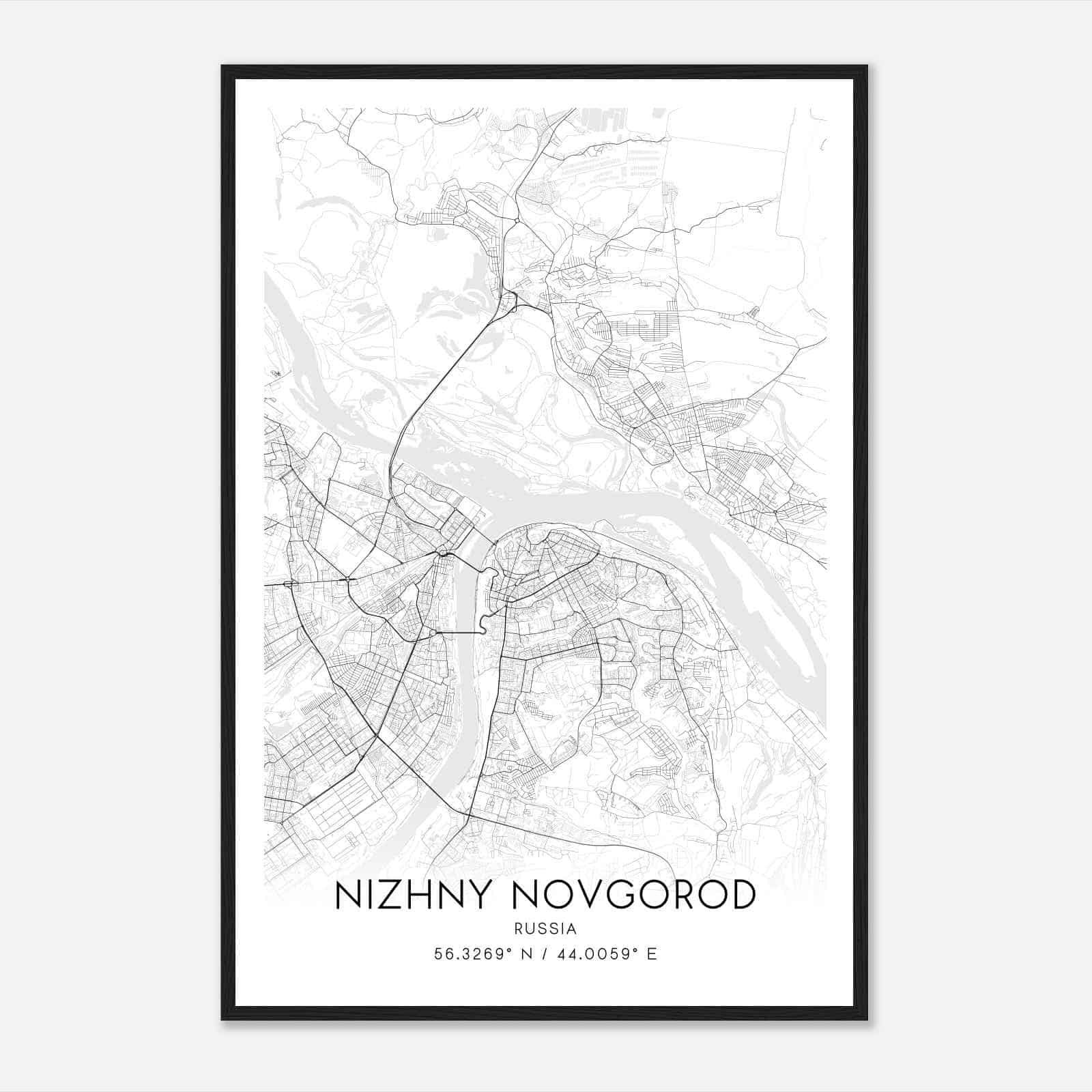 Nizhny Novgorod Russia Map Poster, Nizhny Novgorod City Road Wall Art Print