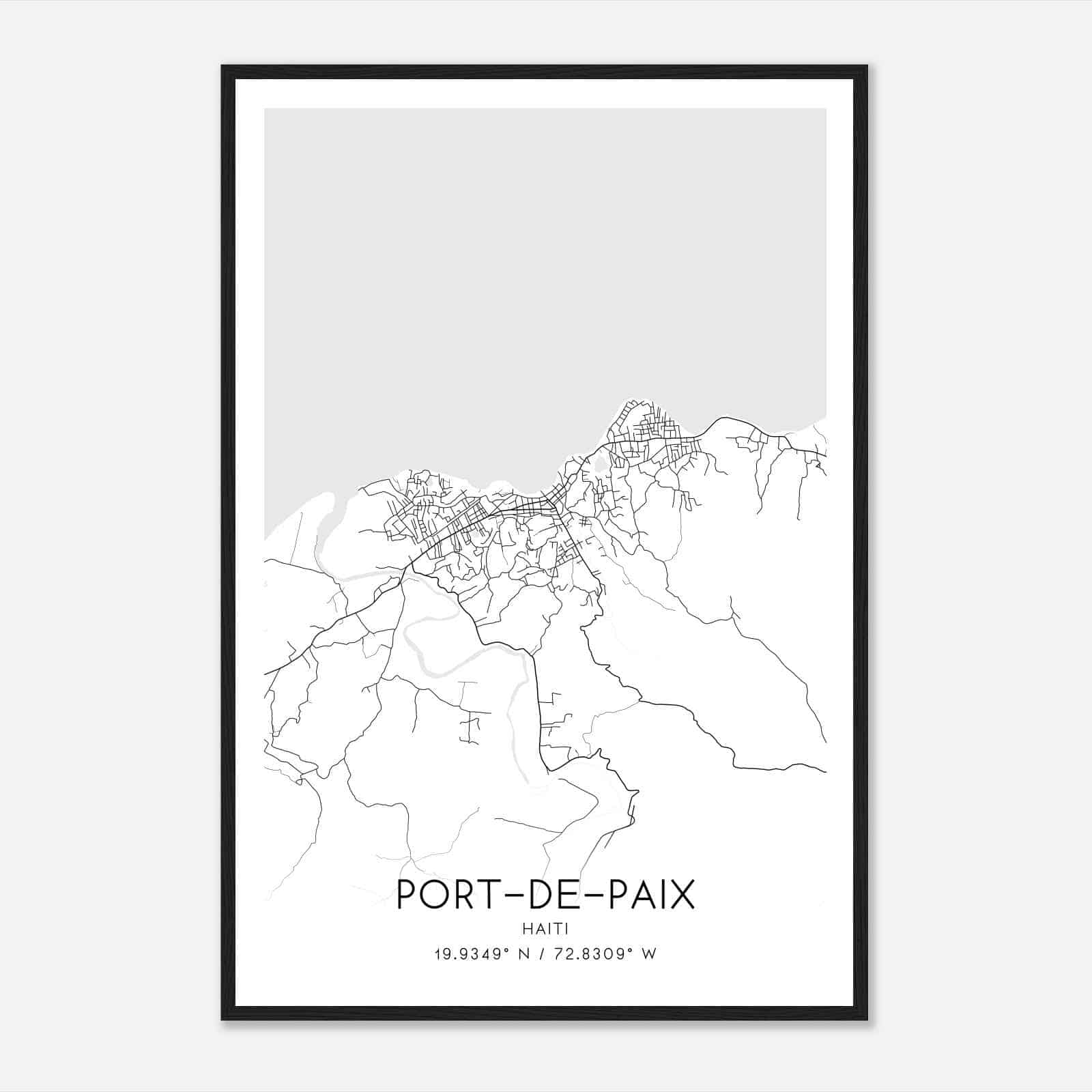 PortdePaix Haiti Map Poster, PortdePaix City Road Wall Art Print