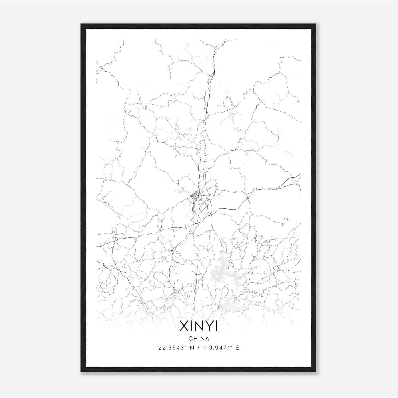 Xinyi China Map Poster, Xinyi City Road Wall Art Print