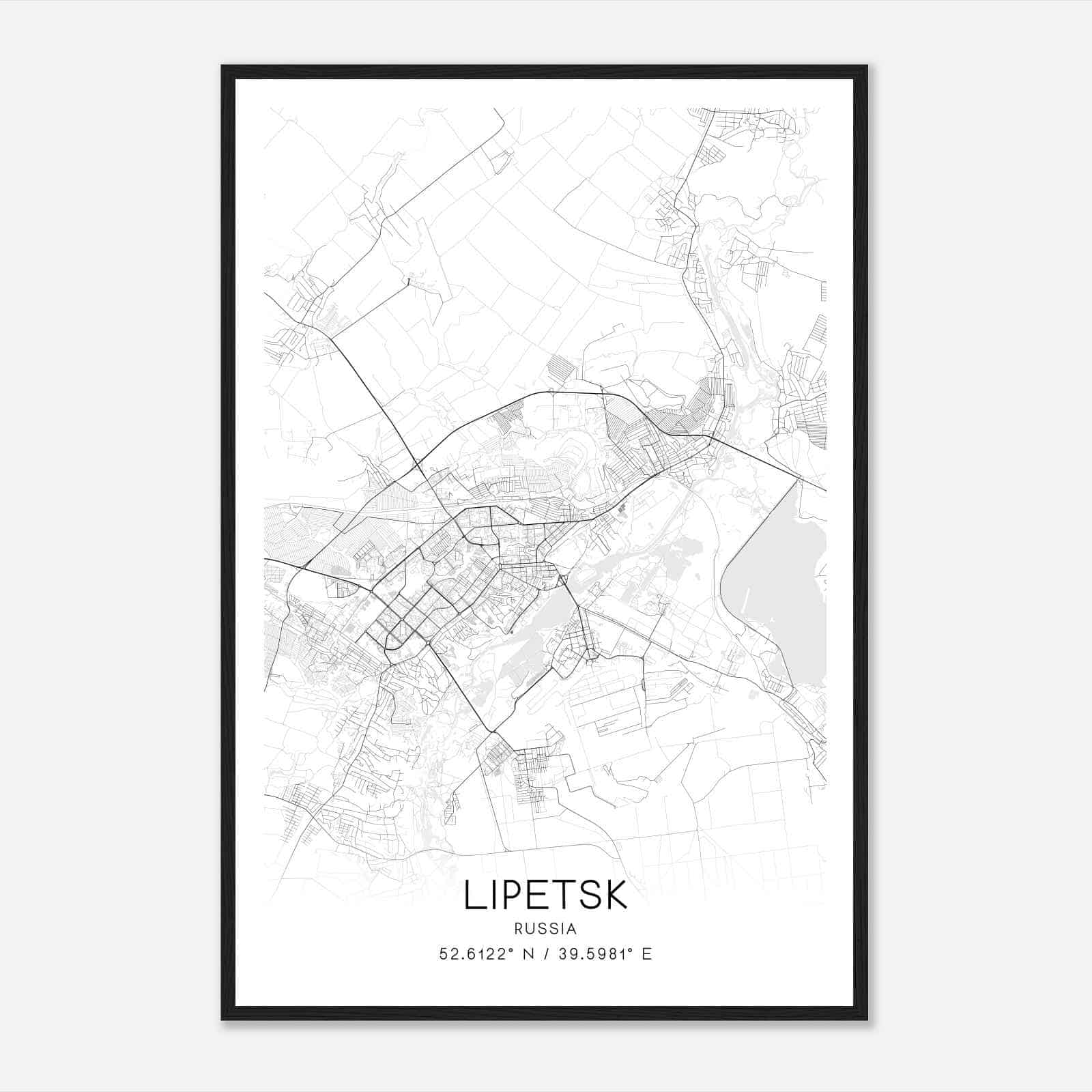 Lipetsk Russia Map Poster, Lipetsk City Road Wall Art Print