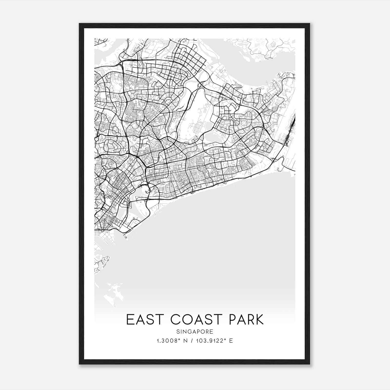 East Coast Park Singapore Map Poster, East Coast Park City Road Wall Art Print