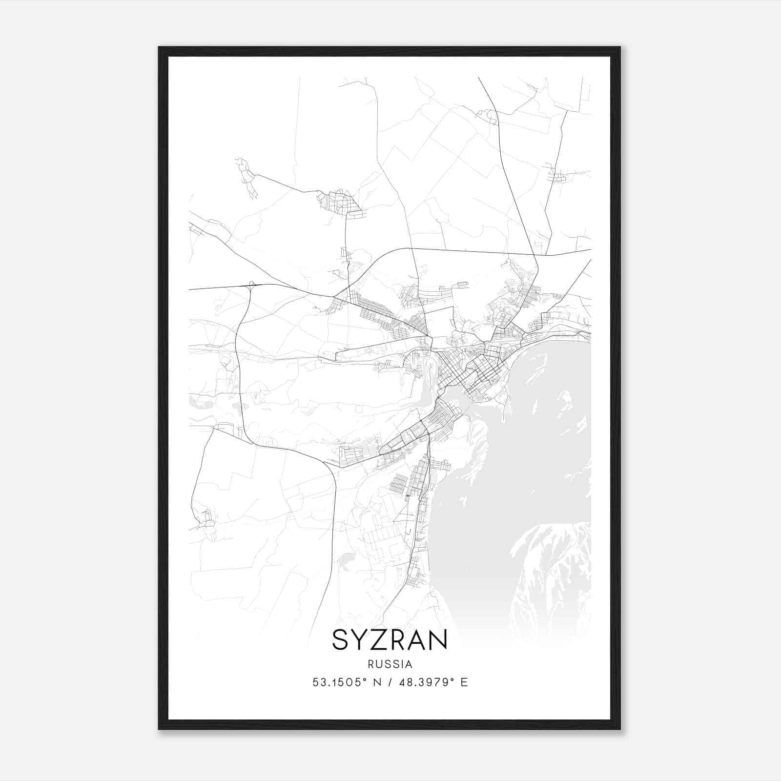 Syzran Russia Map Poster, Syzran City Road Wall Art Print