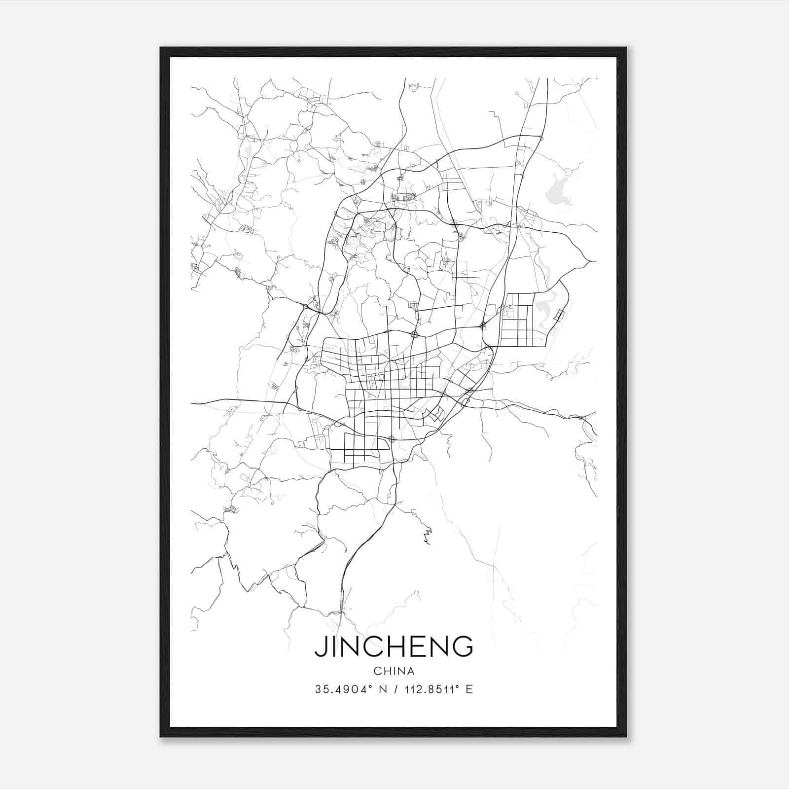 Jincheng China Map Poster, Jincheng City Road Wall Art Print