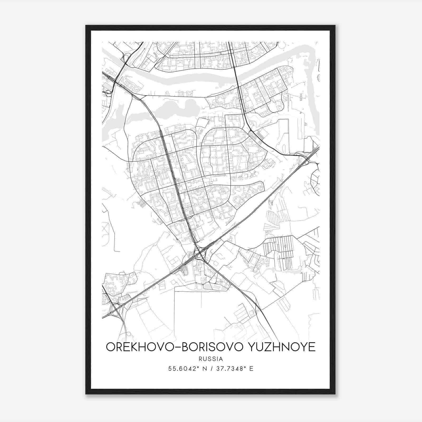 OrekhovoBorisovo Yuzhnoye Russia Map Poster, OrekhovoBorisovo Yuzhnoye City Road Wall Art Print