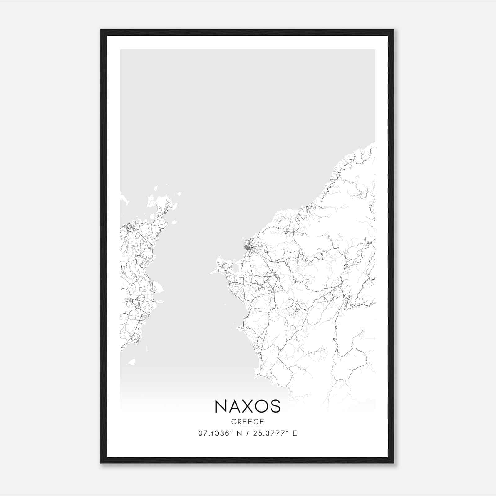 Naxos Greece Map Poster, Naxos City Road Wall Art Print