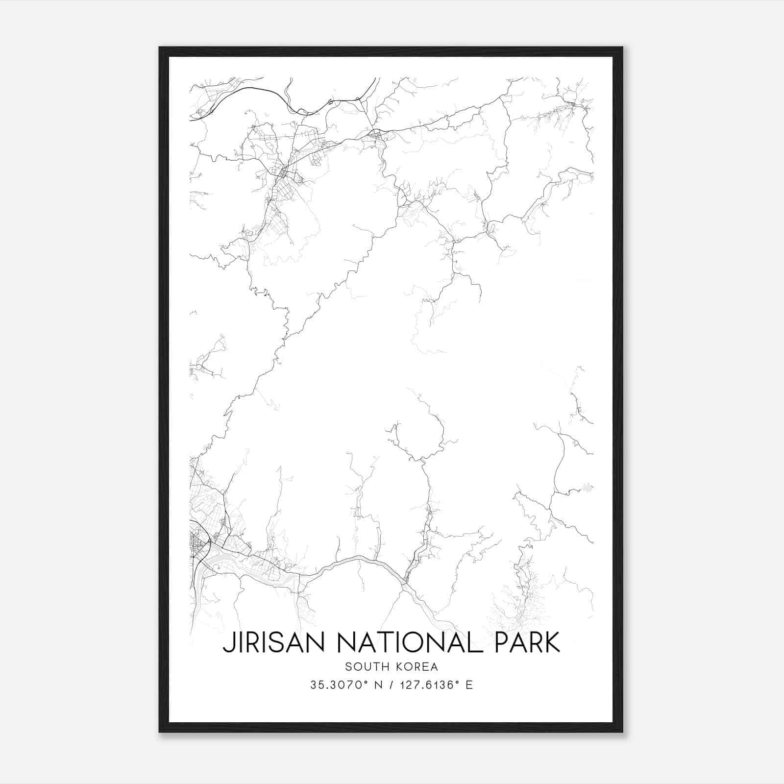 Jirisan National Park South Korea Map Poster, Jirisan National Park City Road Wall Art Print Jirisan National Park South Korea Map Poster, Jirisan National Park City Road Wall Art Print