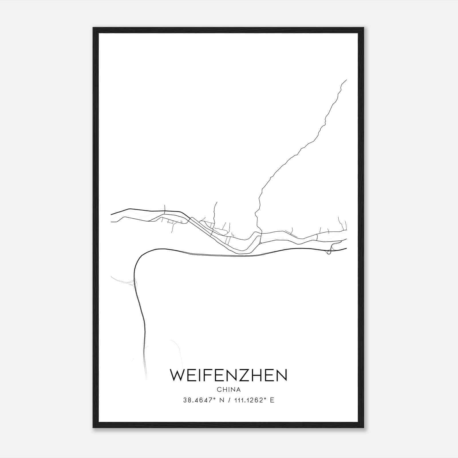 Weifenzhen China Map Poster, Weifenzhen City Road Wall Art Print
