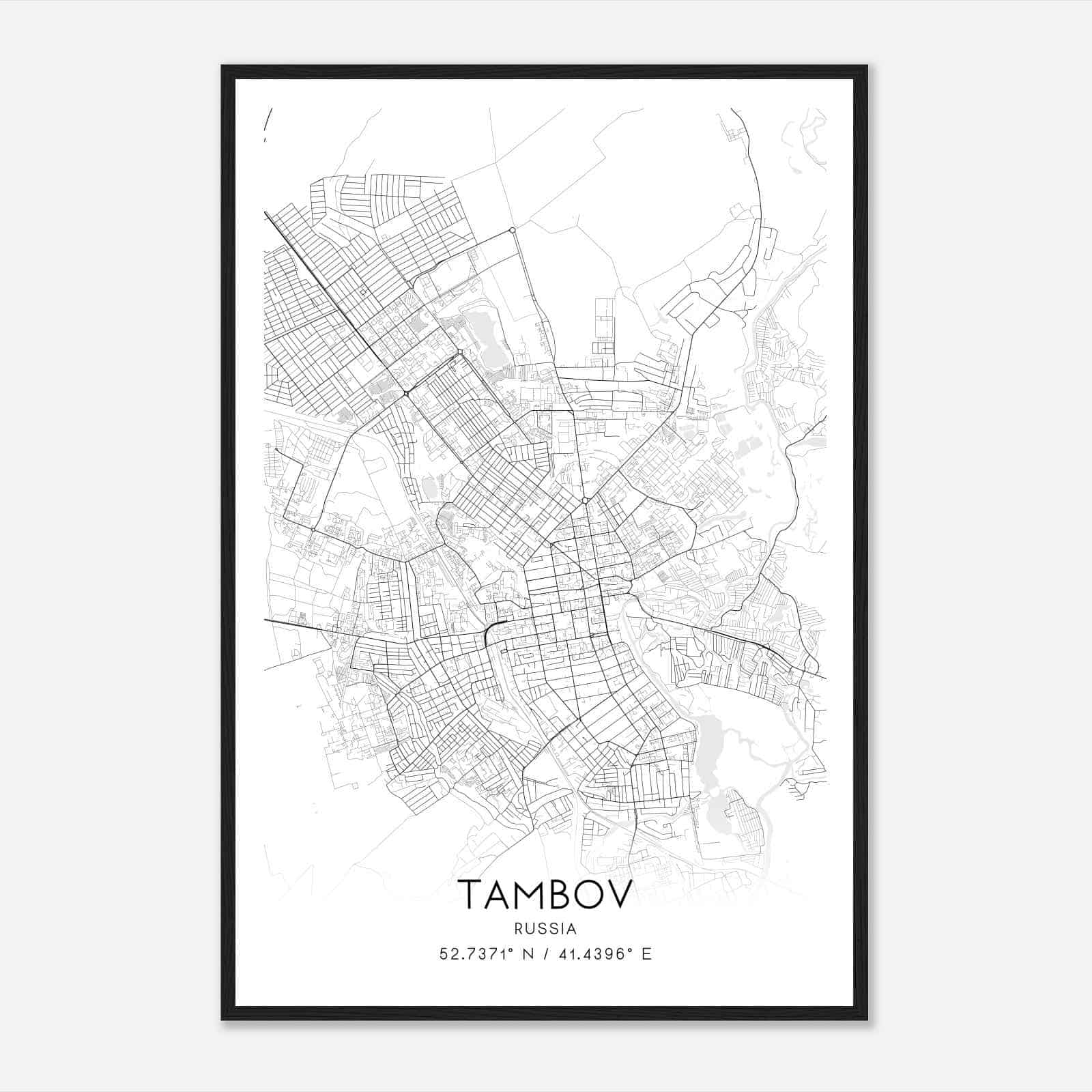 Tambov Russia Map Poster, Tambov City Road Wall Art Print