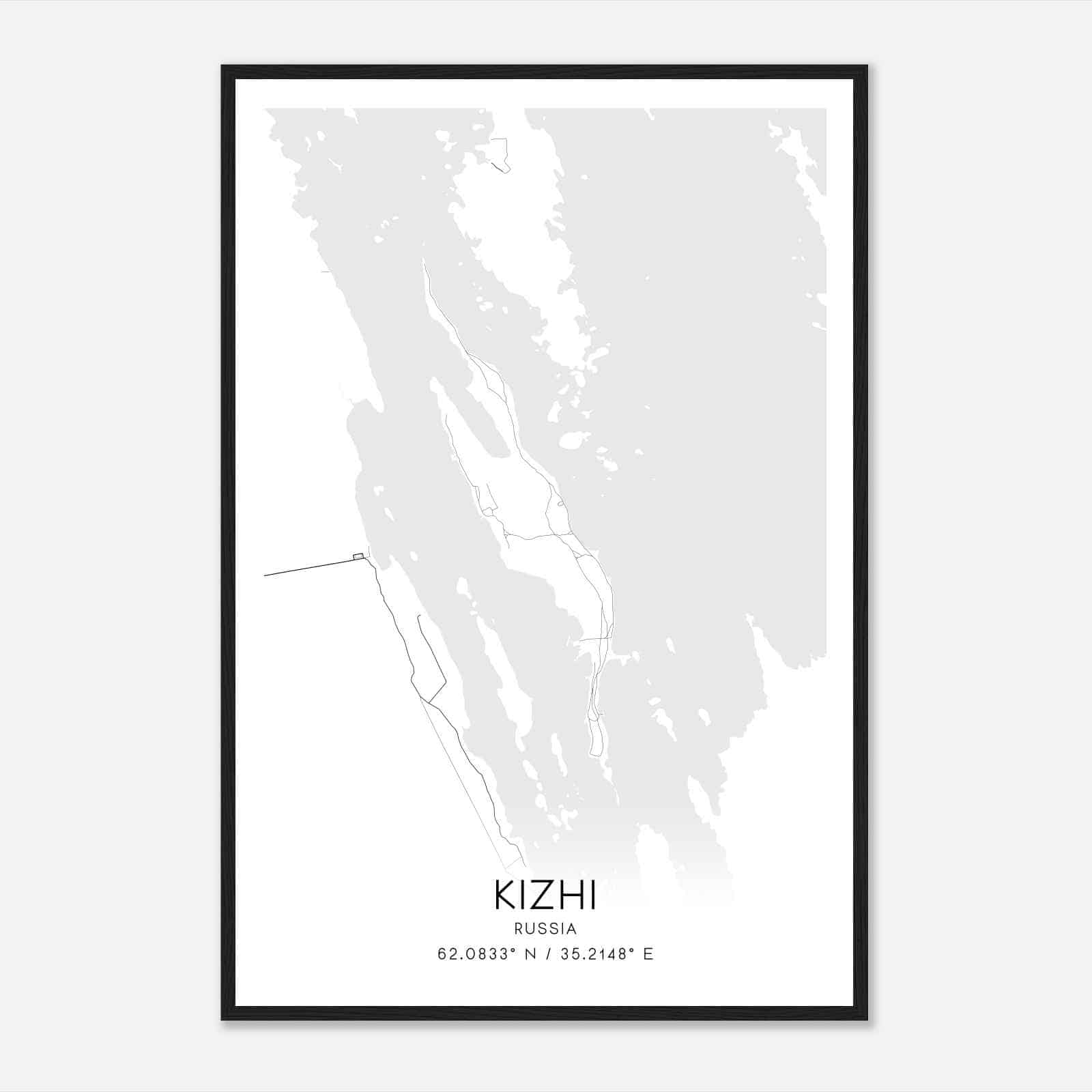Kizhi Russia Map Poster, Kizhi City Road Wall Art Print