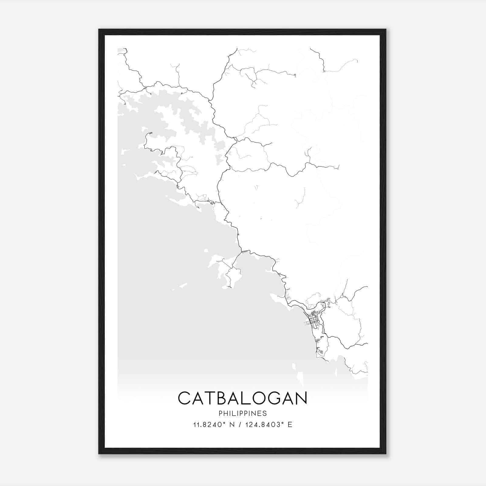 Catbalogan Philippines Map Poster, Catbalogan City Road Wall Art Print