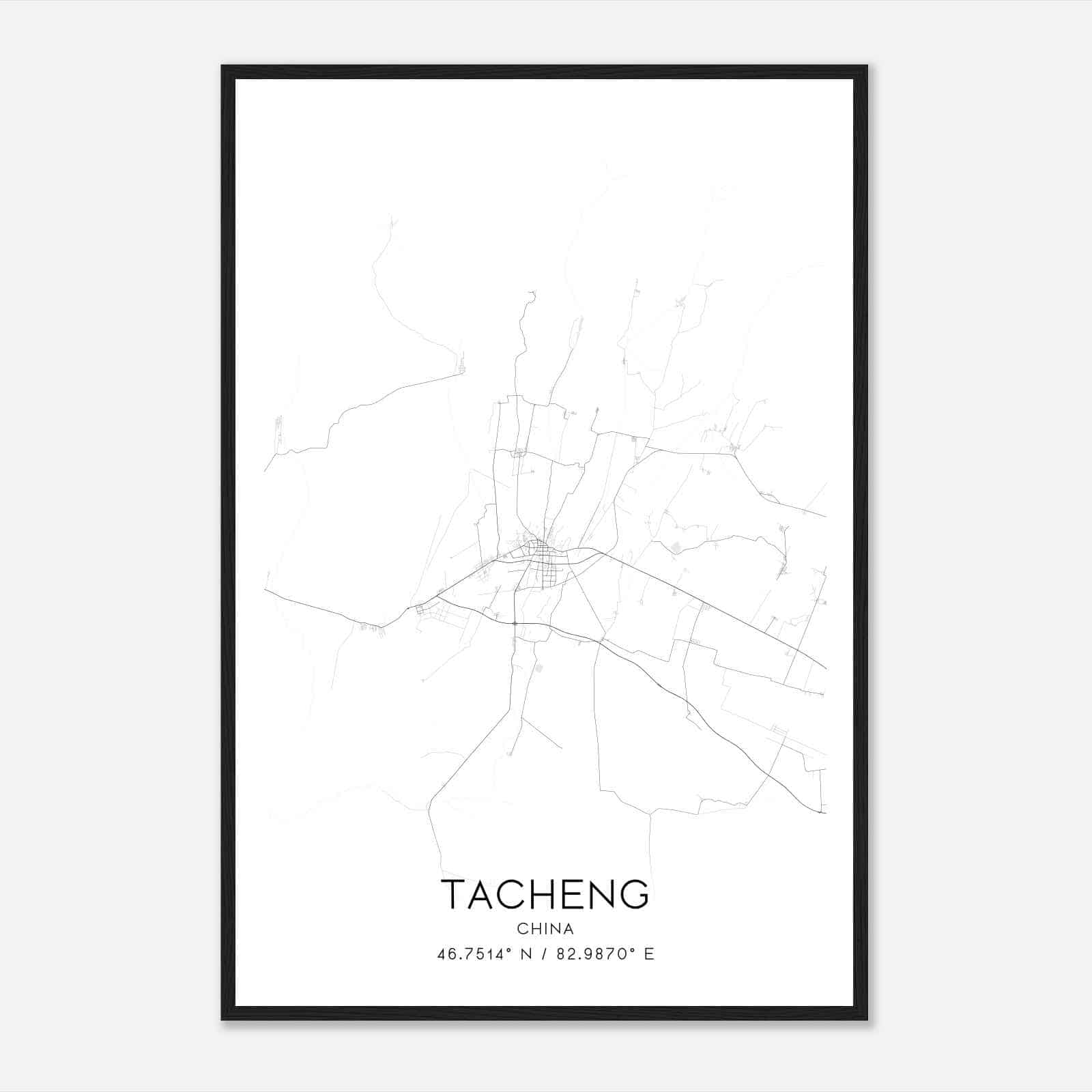 Tacheng China Map Poster, Tacheng City Road Wall Art Print