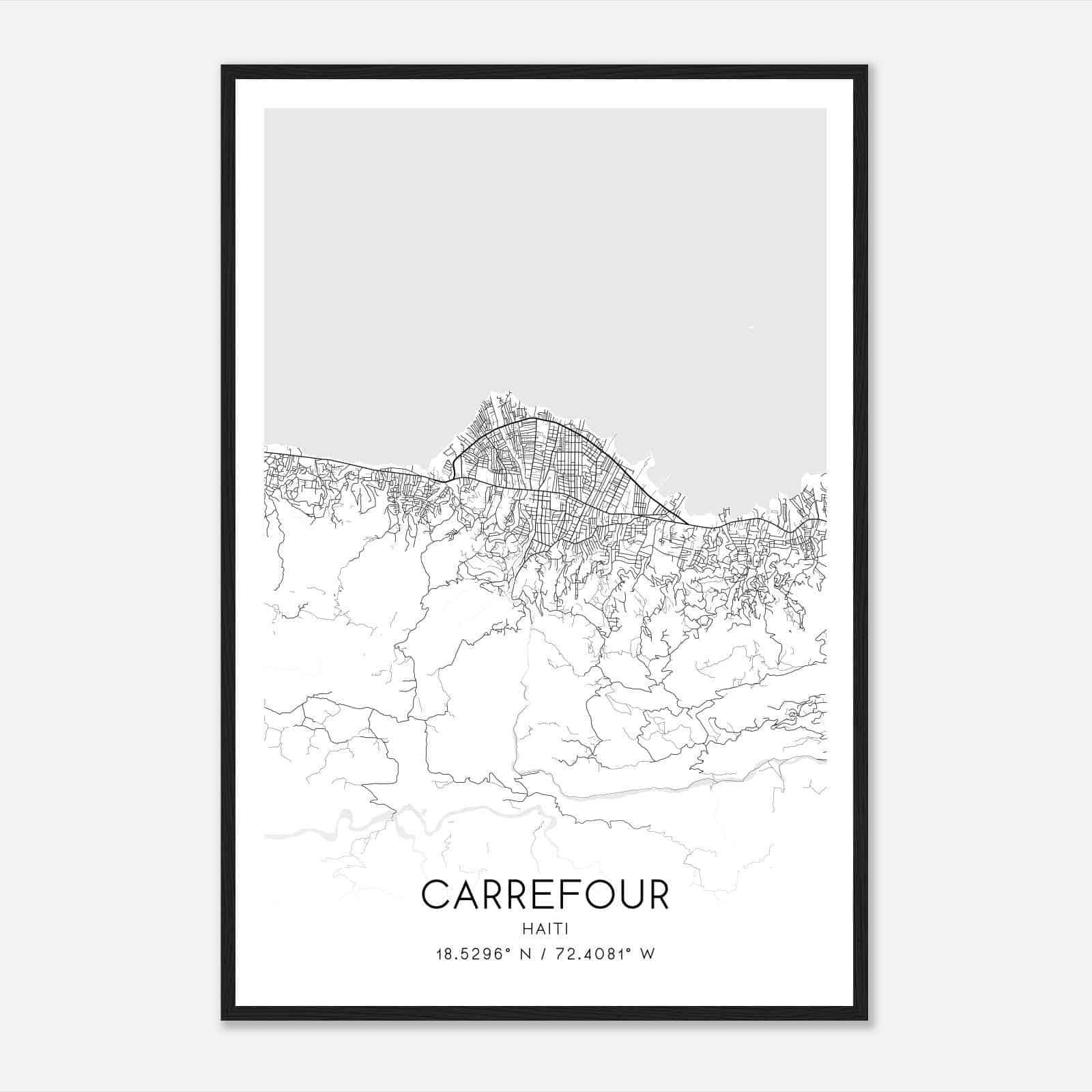 Carrefour Haiti Map Poster, Carrefour City Road Wall Art Print