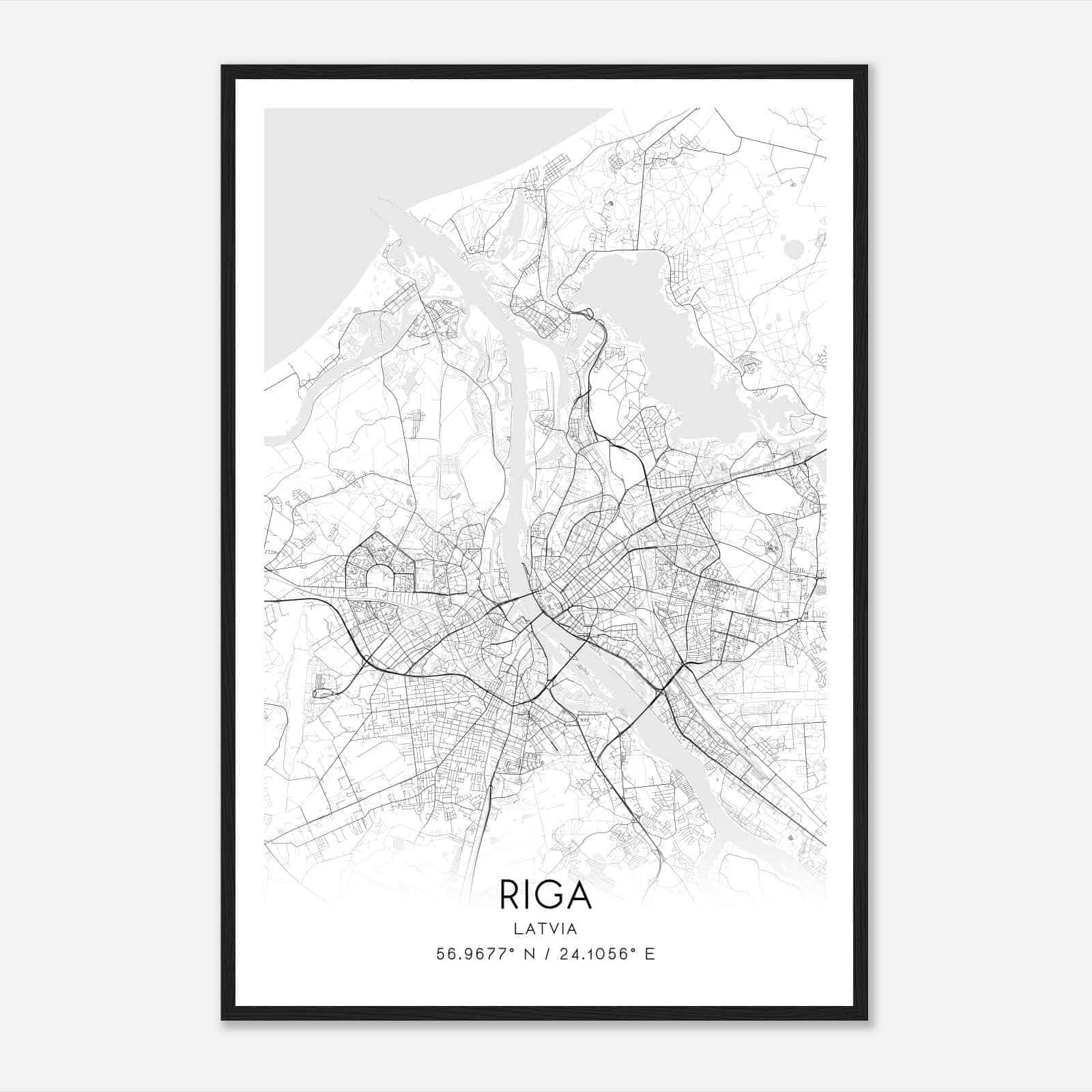 Riga Latvia Map Poster, Riga City Road Wall Art Print