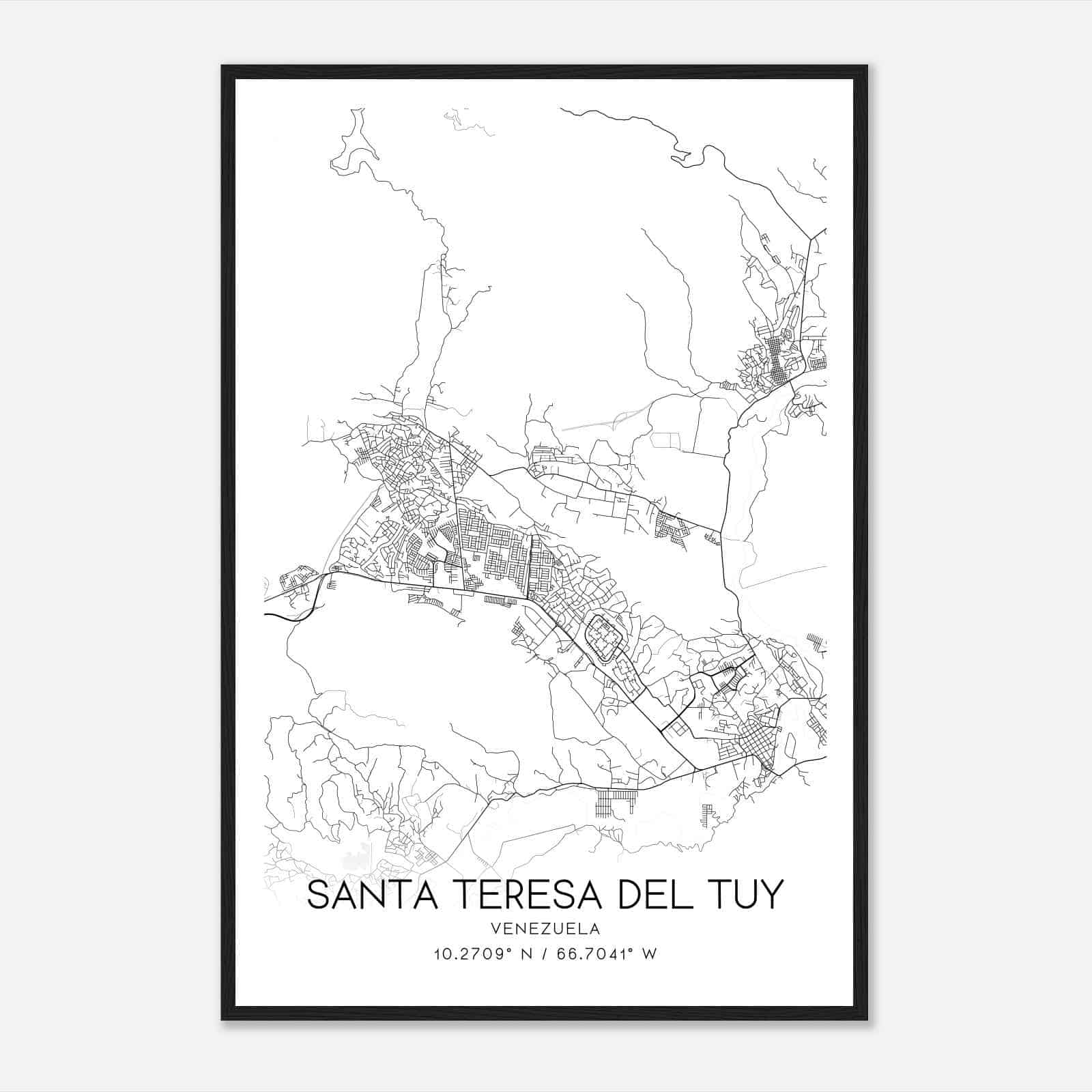 Santa Teresa del Tuy Venezuela Map Poster, Santa Teresa del Tuy City Road Wall Art Print