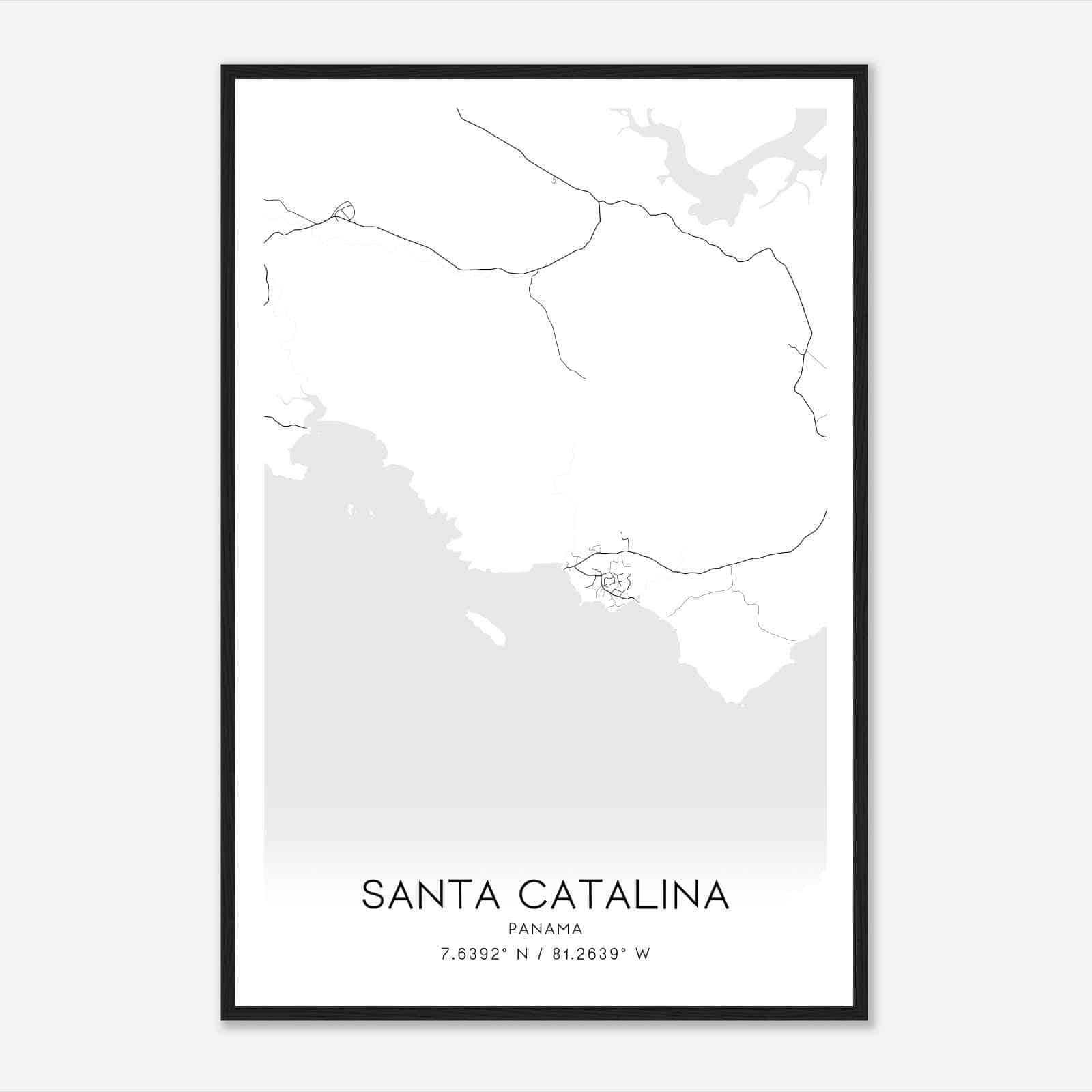 Santa Catalina Panama Map Poster, Santa Catalina City Road Wall Art Print