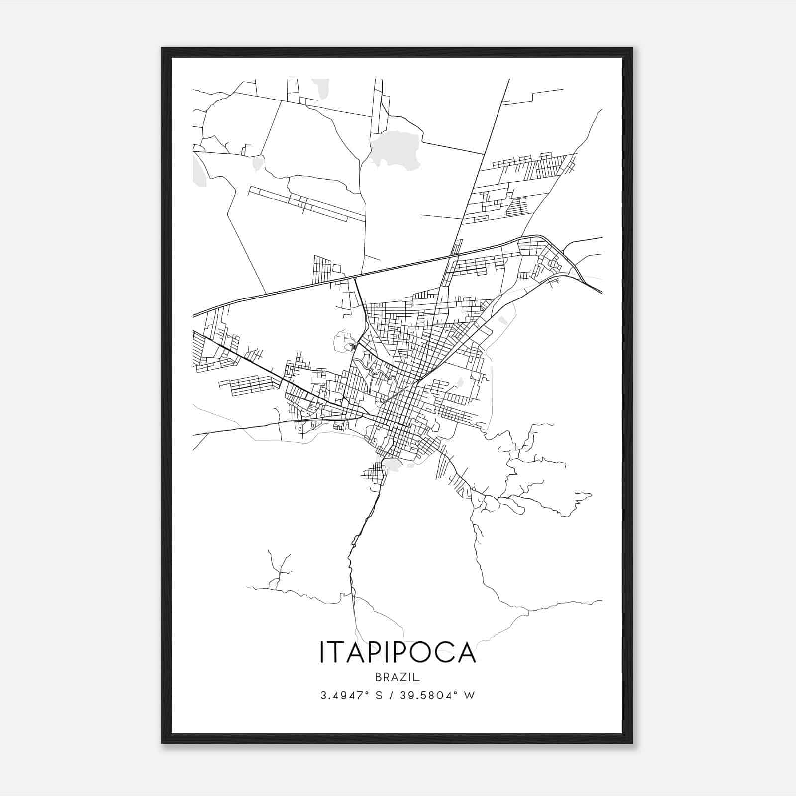 Itapipoca Brazil Map Poster, Itapipoca City Road Wall Art Print