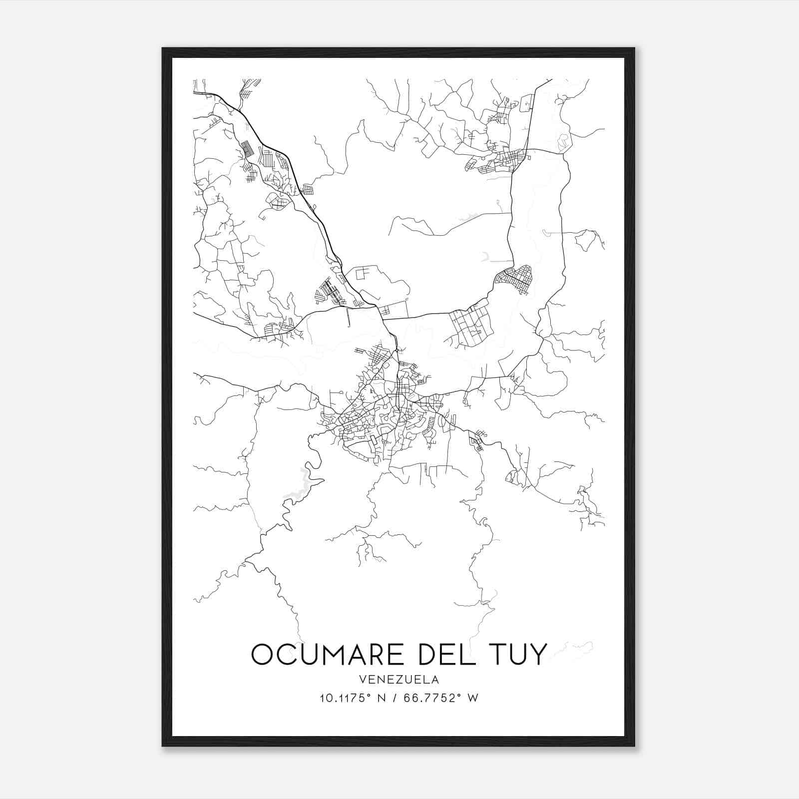 Ocumare del Tuy Venezuela Map Poster, Ocumare del Tuy City Road Wall Art Print