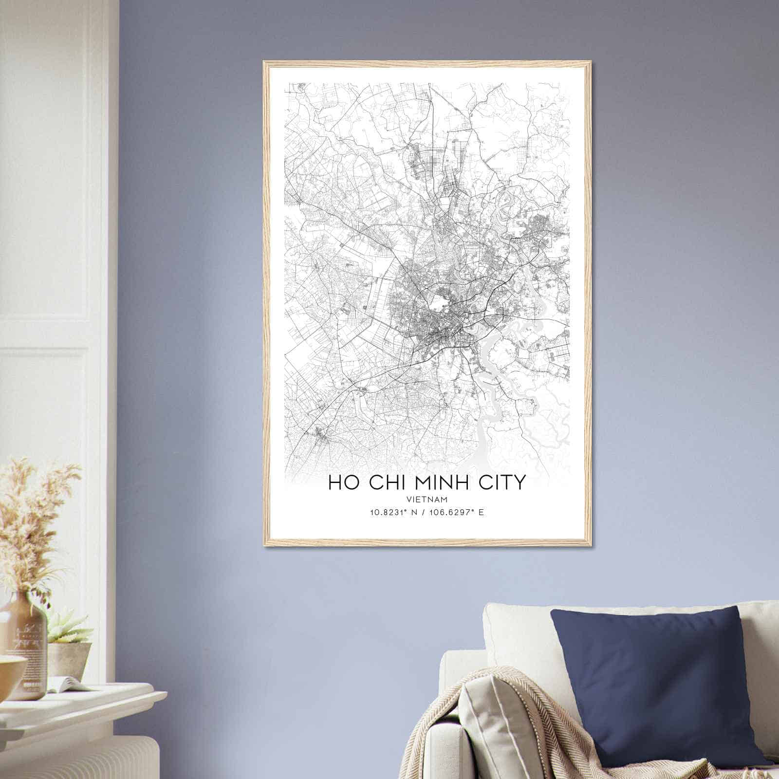 Ho Chi Minh City Vietnam Map Poster, Ho Chi Minh City City Road Wall Art Print