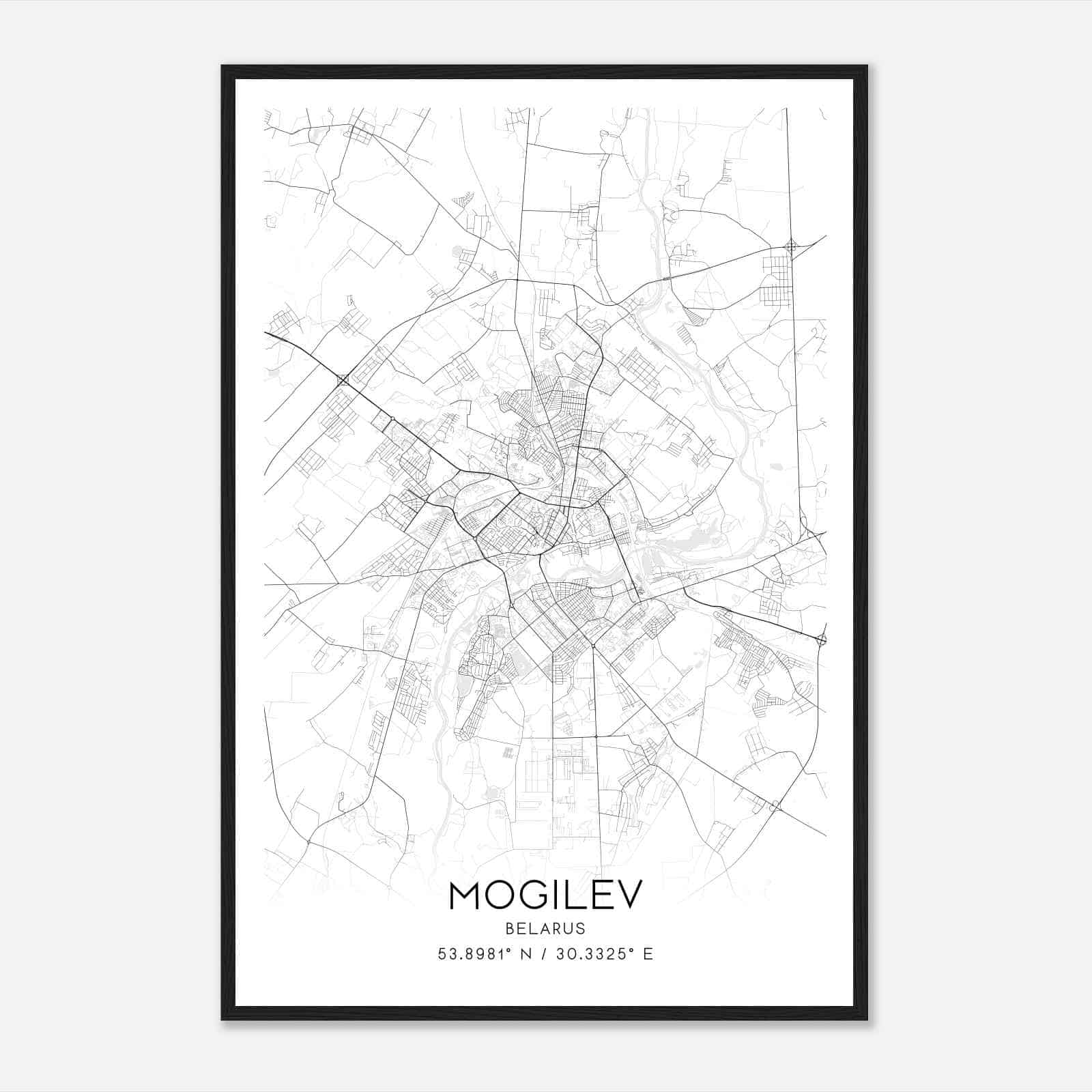 Mogilev Belarus Map Poster, Mogilev City Road Wall Art Print