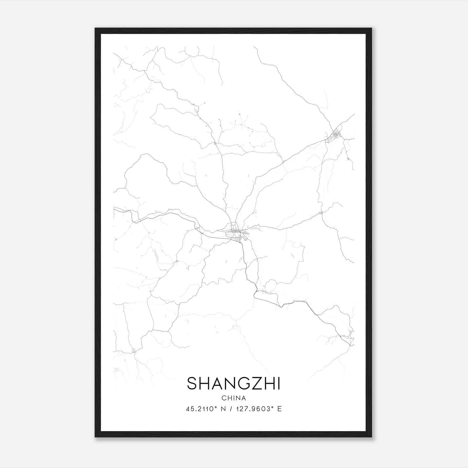 Shangzhi China Map Poster, Shangzhi City Road Wall Art Print