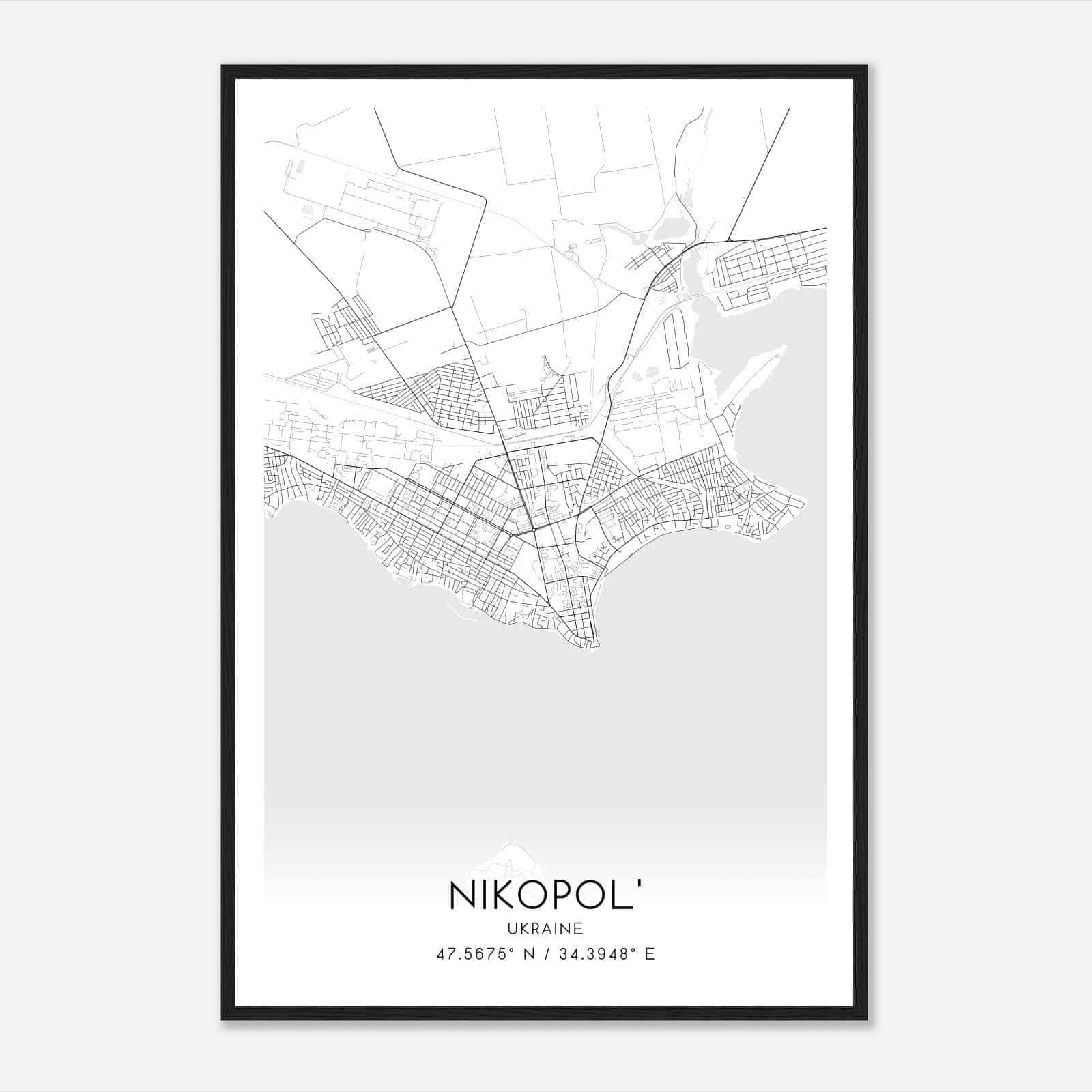 Nikopol Ukraine Map Poster, Nikopol City Road Wall Art Print