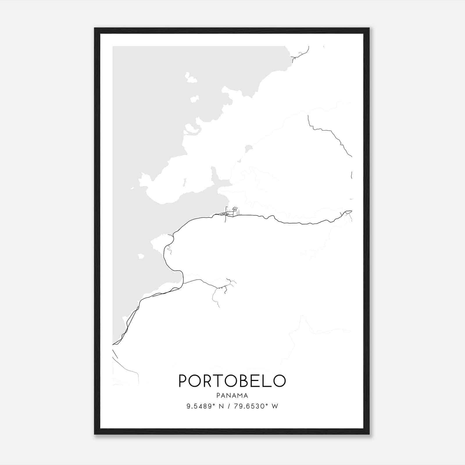 Portobelo Panama Map Poster, Portobelo City Road Wall Art Print