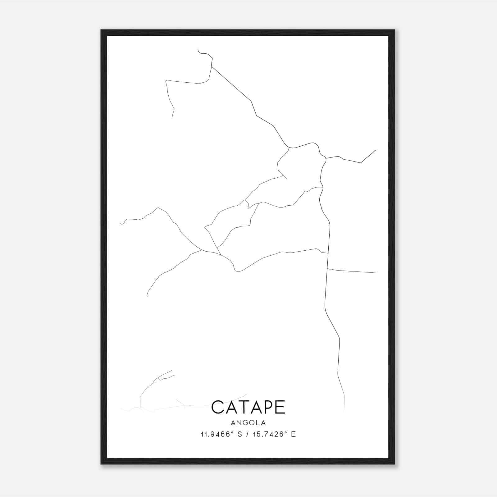 Catape Angola Map Poster, Catape City Road Wall Art Print
