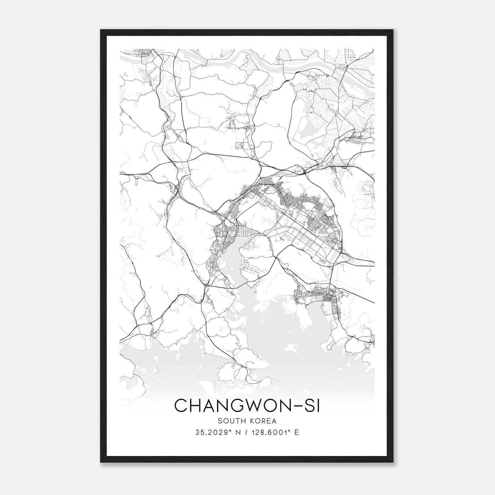 Changwonsi South Korea Map Poster, Changwonsi City Road Wall Art Print