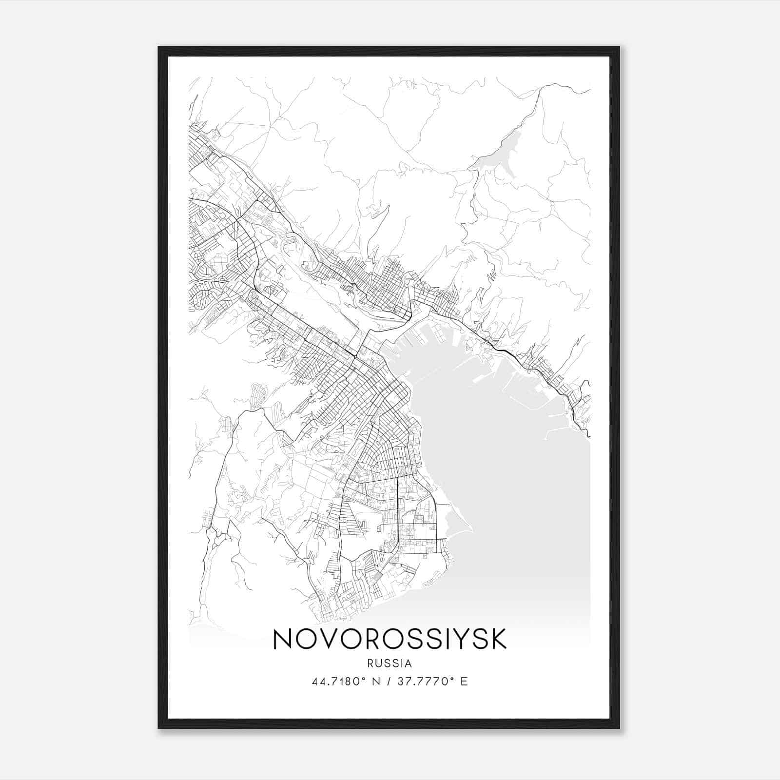 Novorossiysk Russia Map Poster, Novorossiysk City Road Wall Art Print
