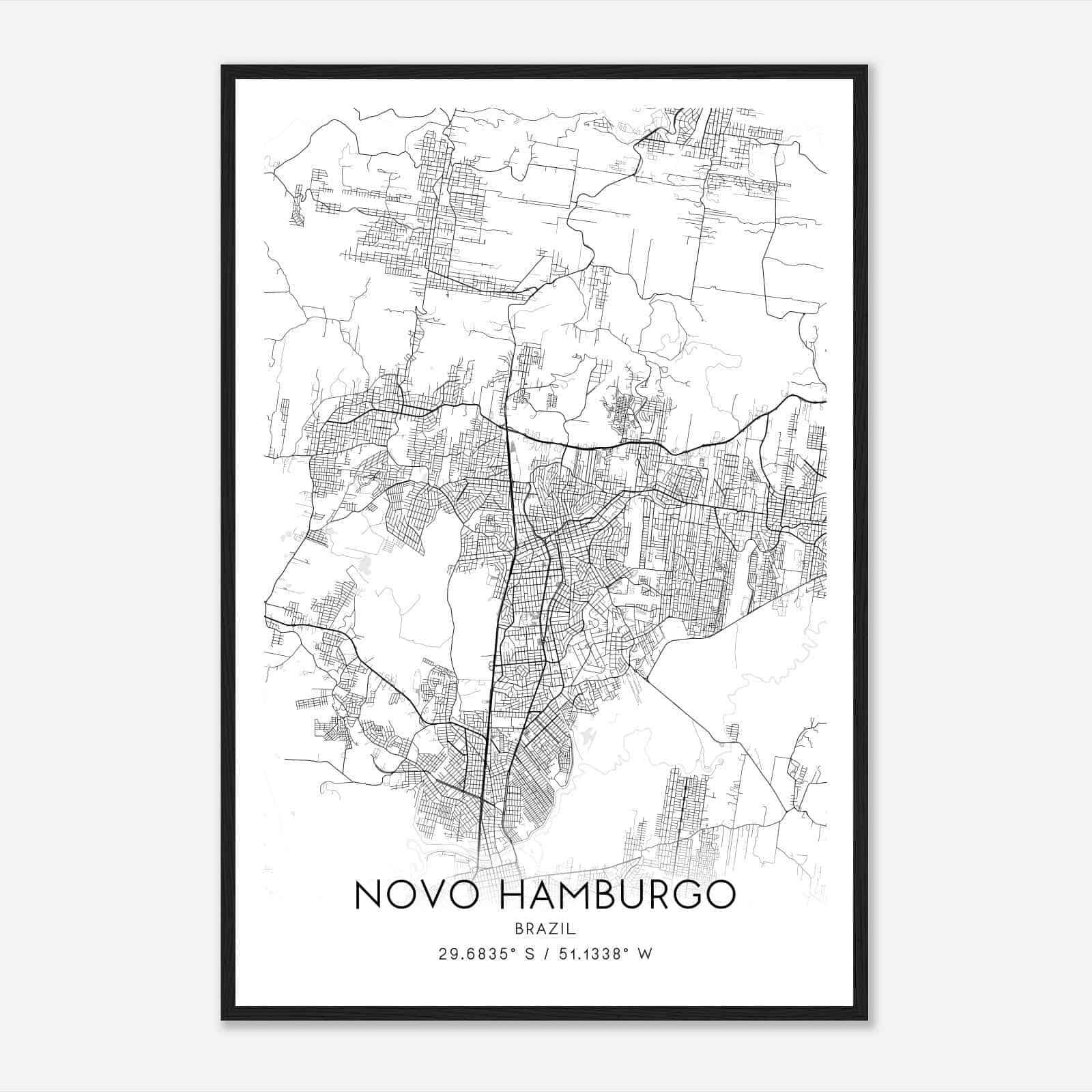 Novo Hamburgo Brazil Map Poster, Novo Hamburgo City Road Wall Art Print