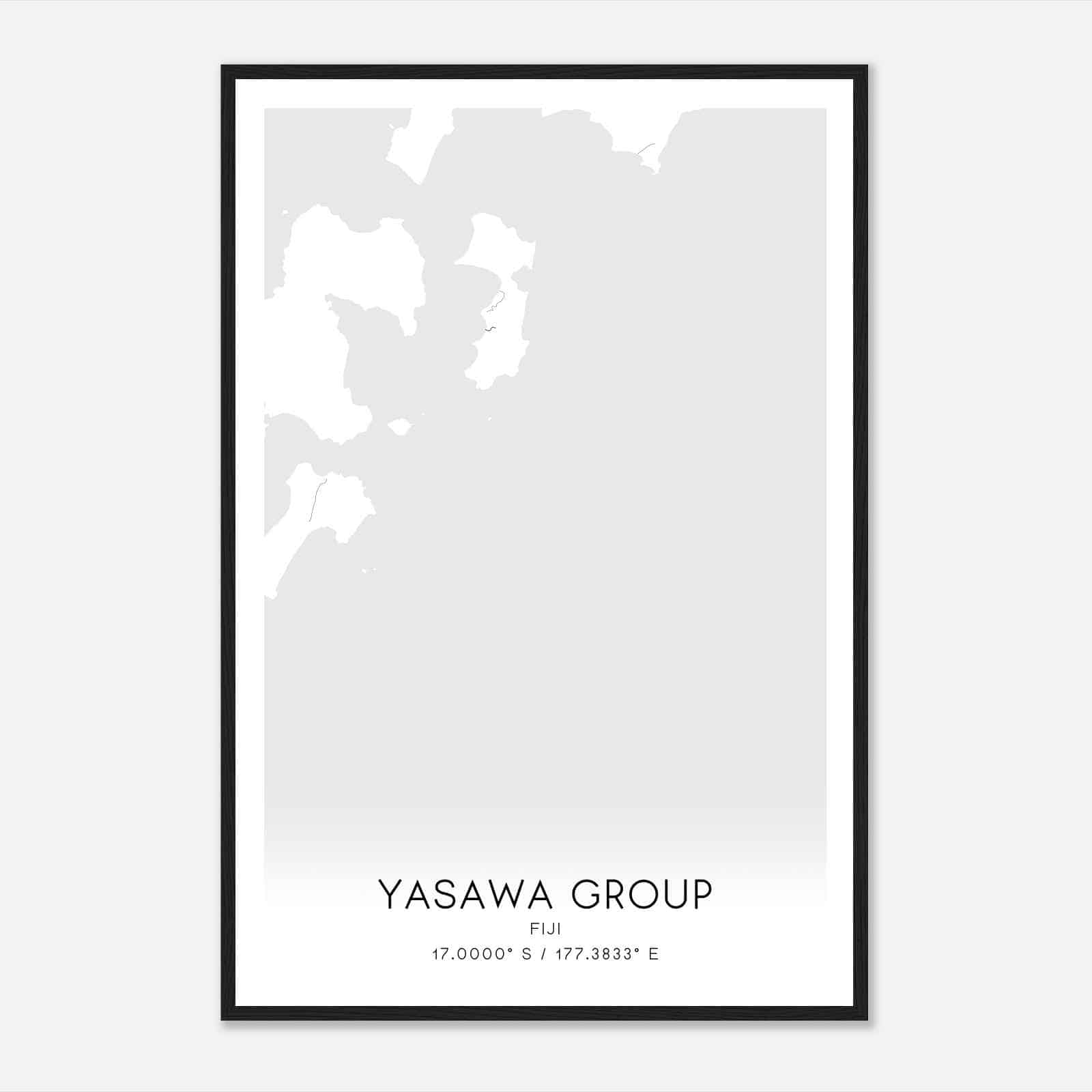 Yasawa Group Fiji Map Poster, Yasawa Group City Road Wall Art Print