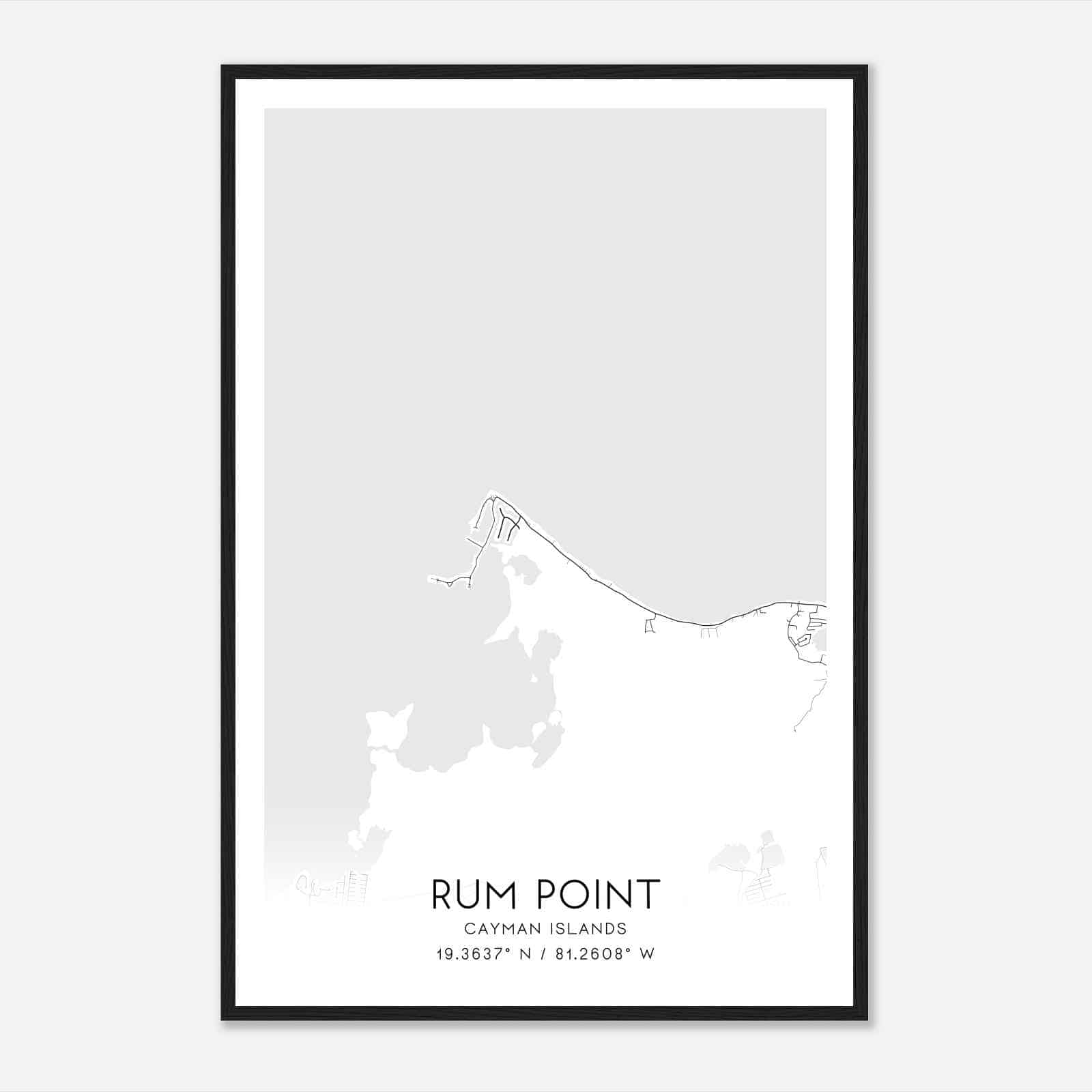 Rum Point Cayman Islands Map Poster, Rum Point City Road Wall Art Print