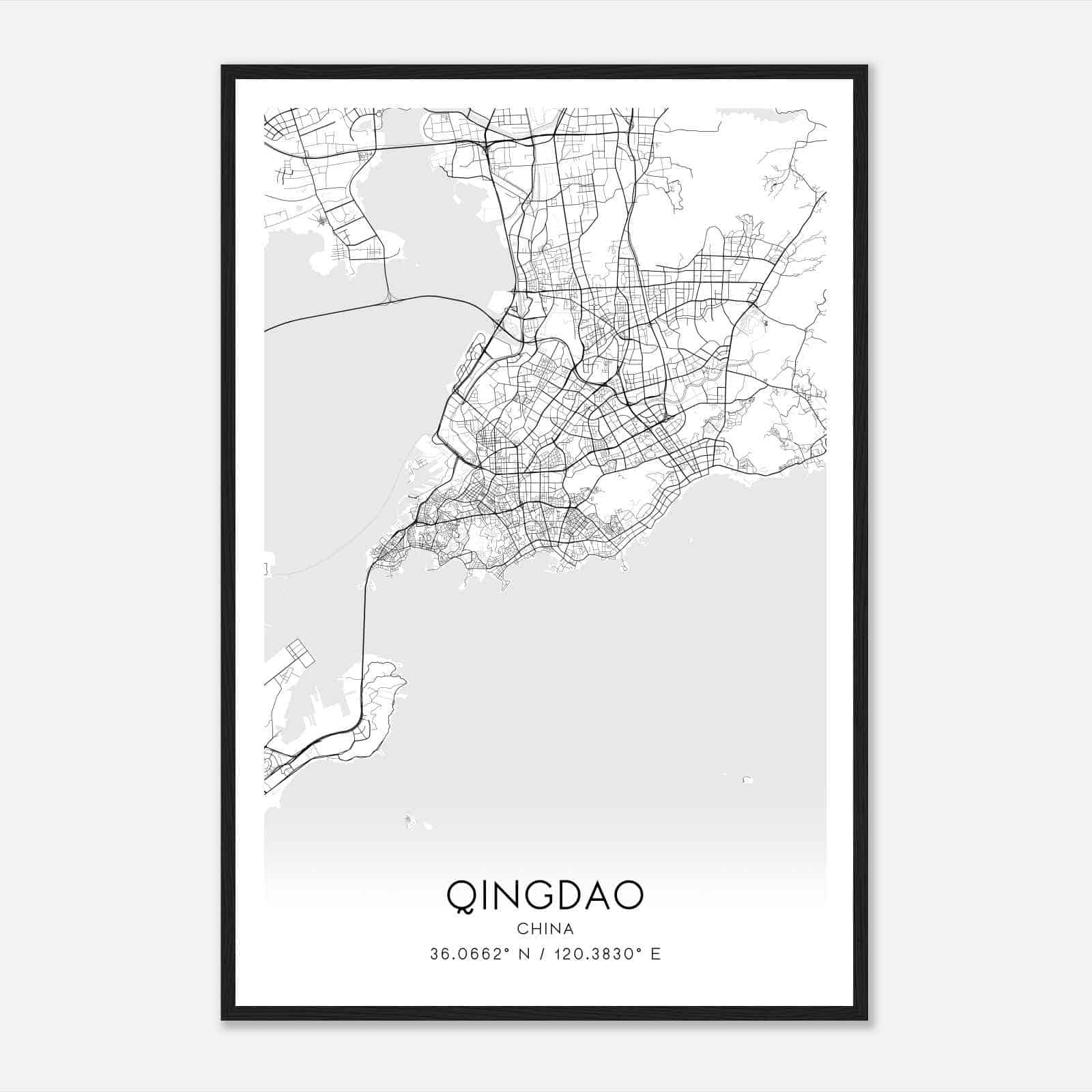 Qingdao China Map Poster, Qingdao City Road Wall Art Print