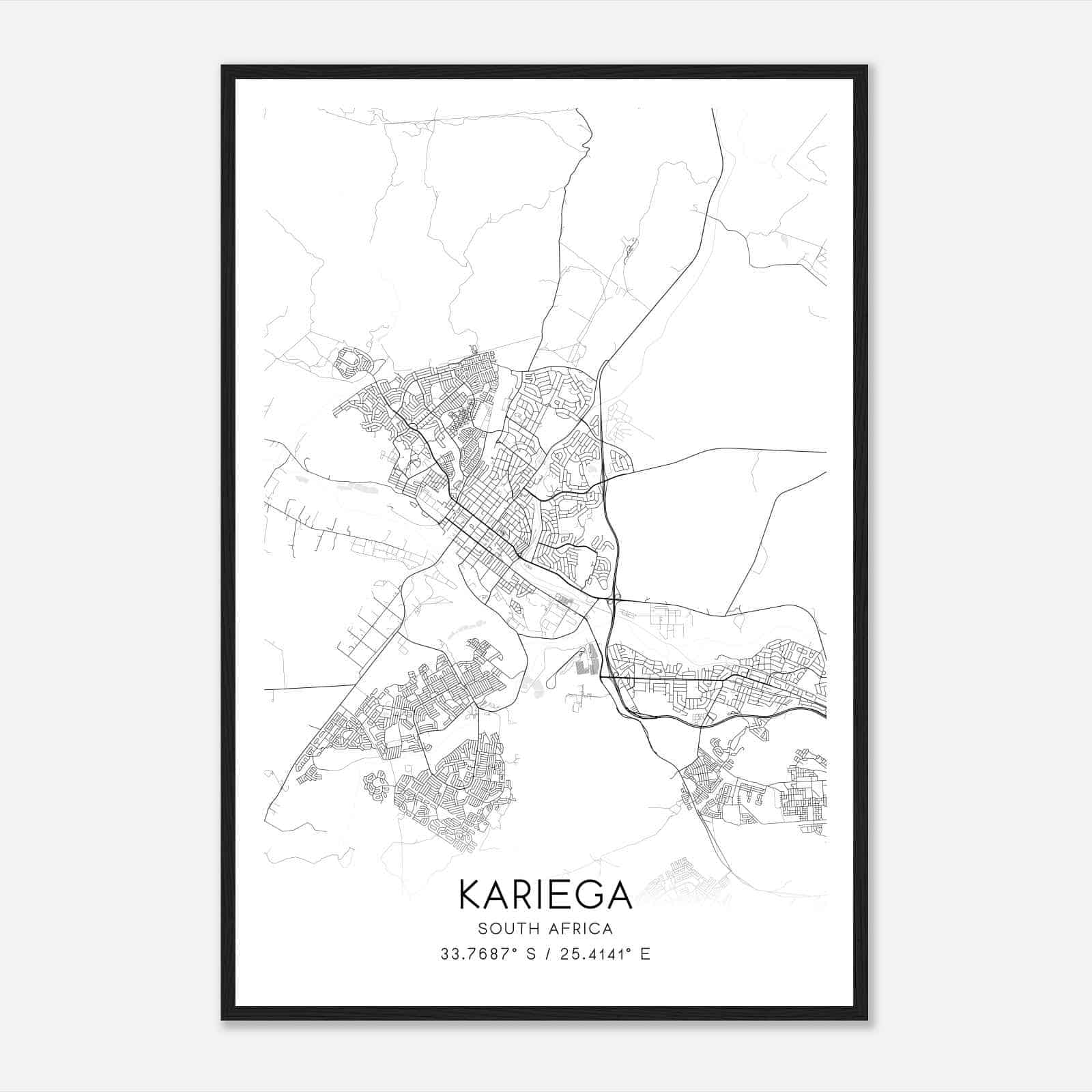 Kariega South Africa Map Poster, Kariega City Road Wall Art Print