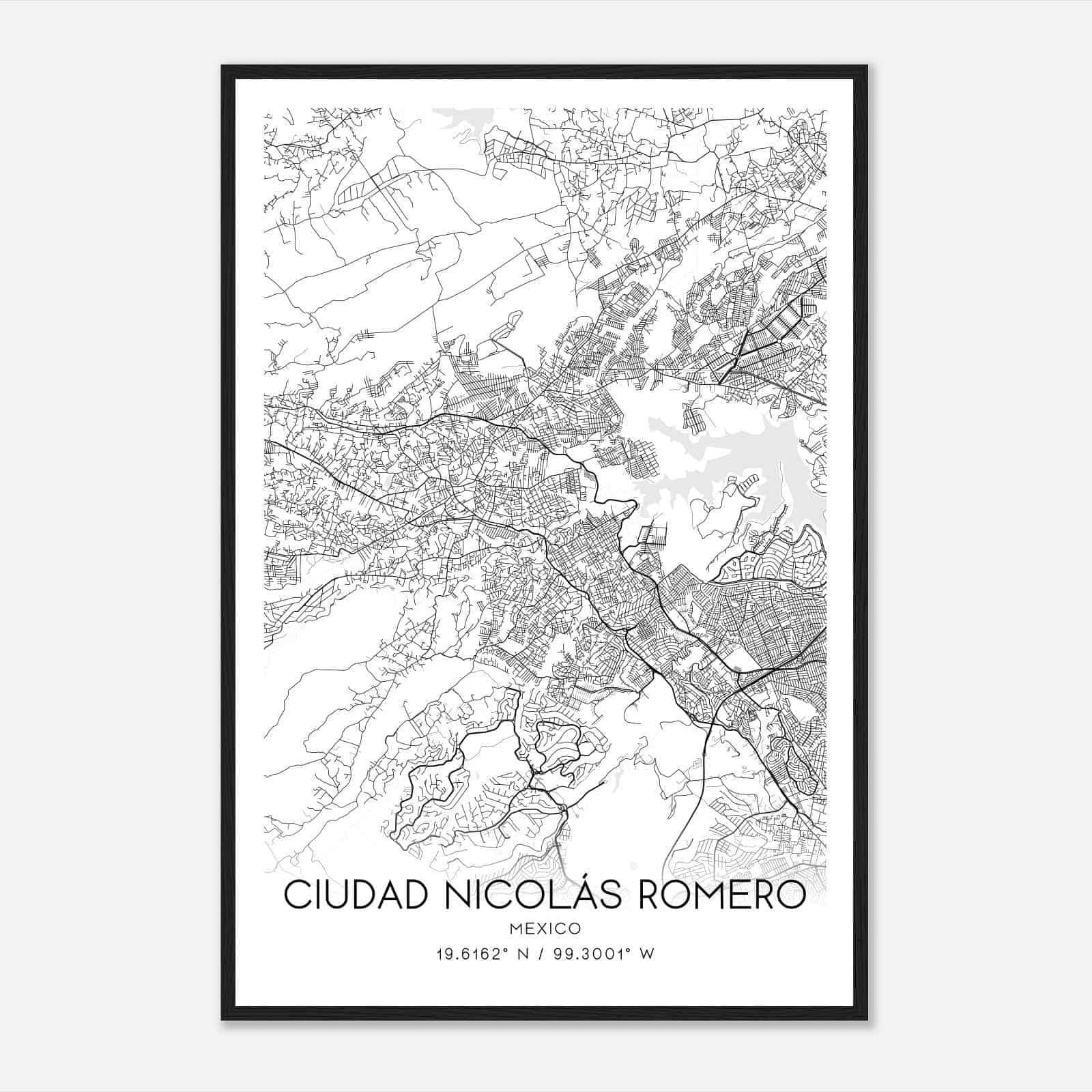 Ciudad Nicolas Romero Mexico Map Poster, Ciudad Nicolas Romero City Road Wall Art Print