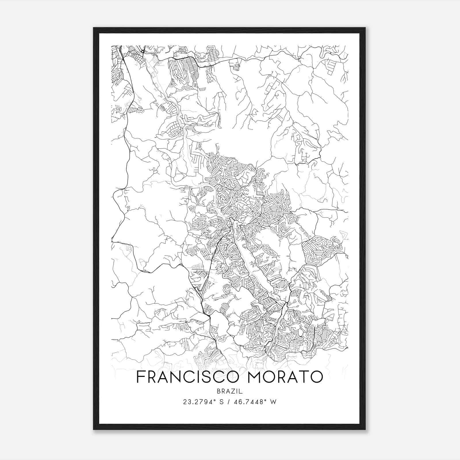 Francisco Morato Brazil Map Poster, Francisco Morato City Road Wall Art Print