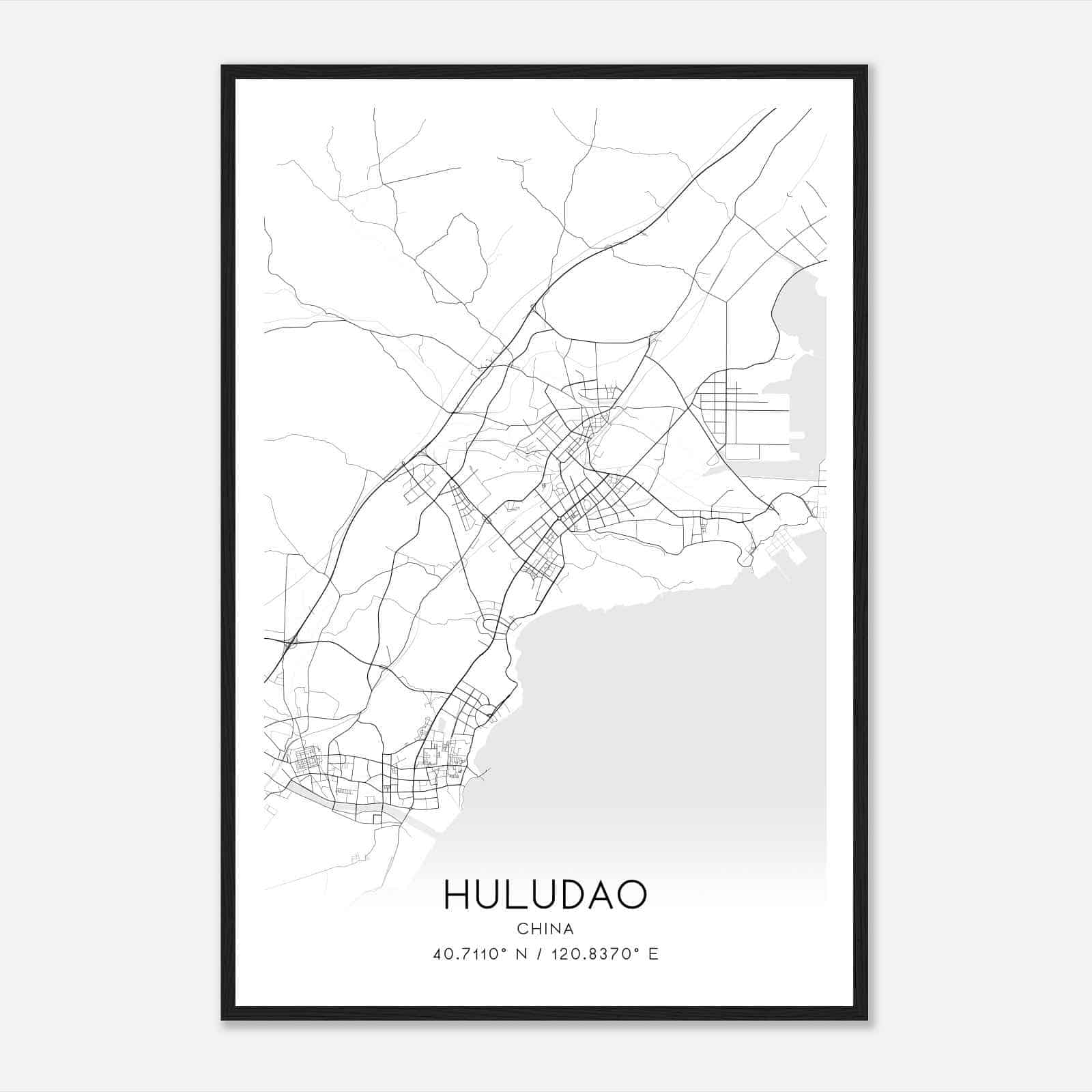 Huludao China Map Poster, Huludao City Road Wall Art Print