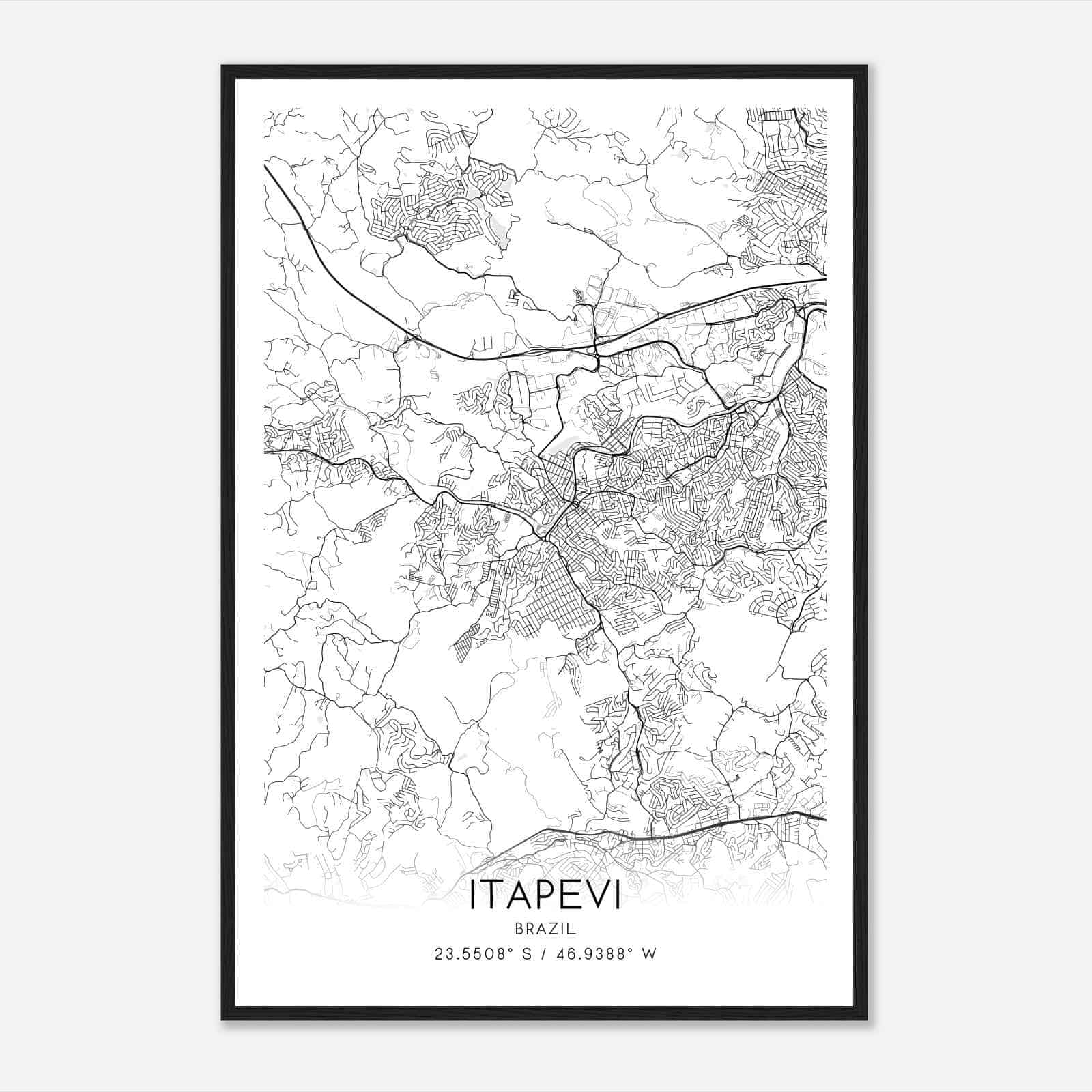 Itapevi Brazil Map Poster, Itapevi City Road Wall Art Print