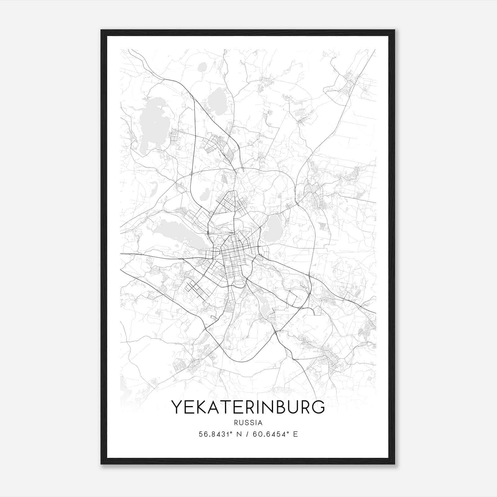 Yekaterinburg Russia Map Poster, Yekaterinburg City Road Wall Art Print