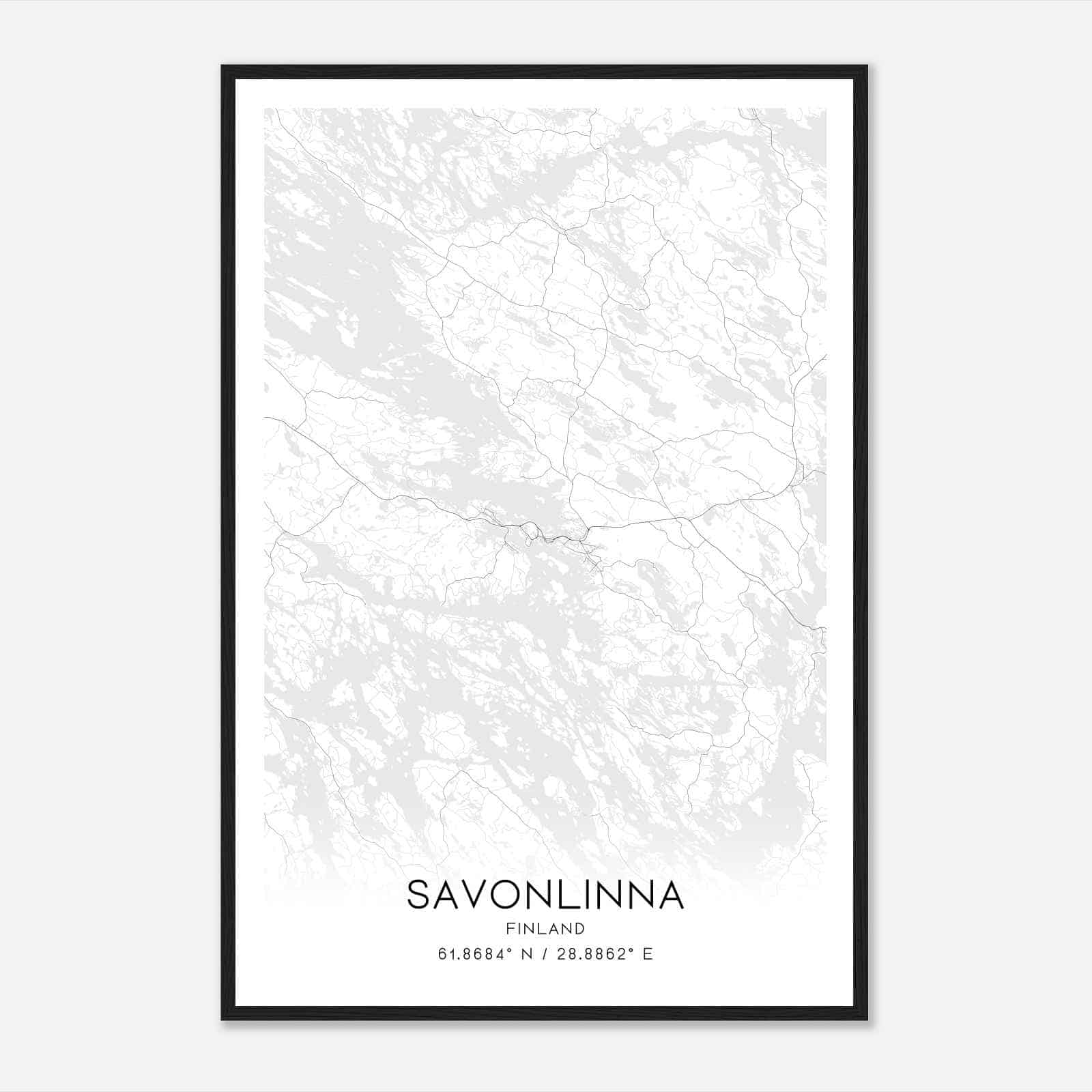 Savonlinna Finland Map Poster, Savonlinna City Road Wall Art Print