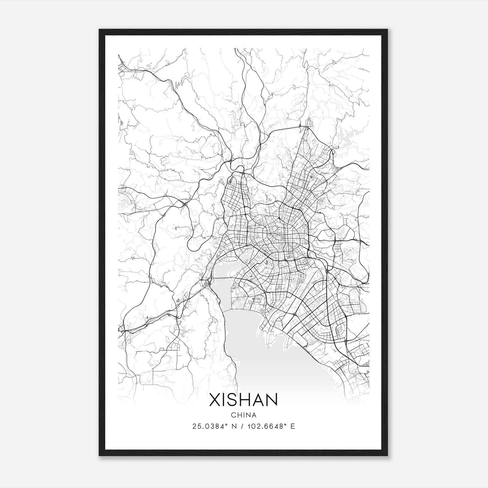 Xishan China Map Poster, Xishan City Road Wall Art Print